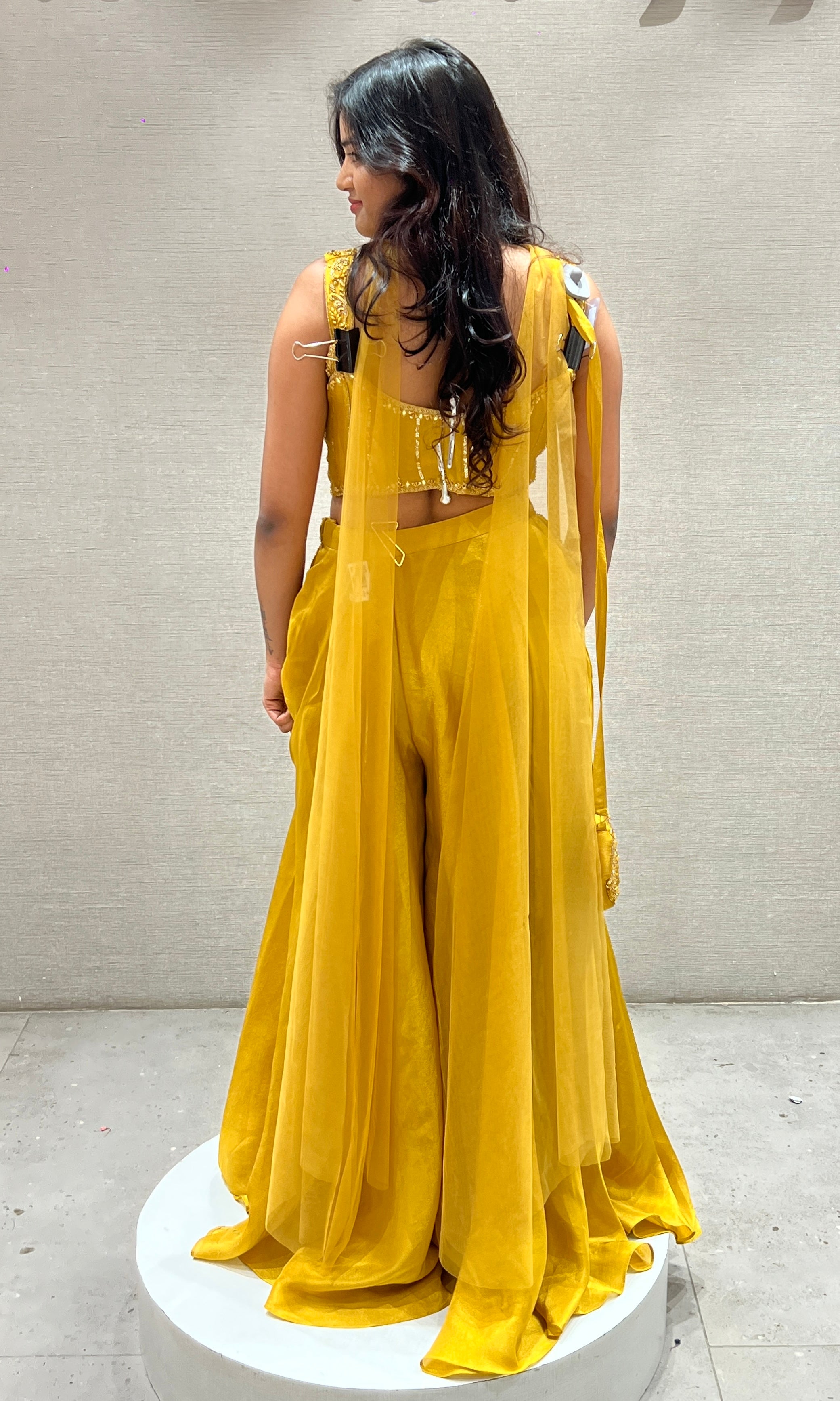 Mustard Yellow Sharara with Golden Glow Top