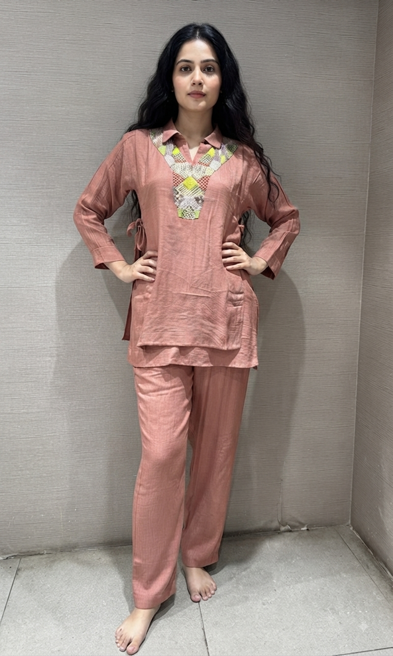 Rust Collared Tunic Cord set