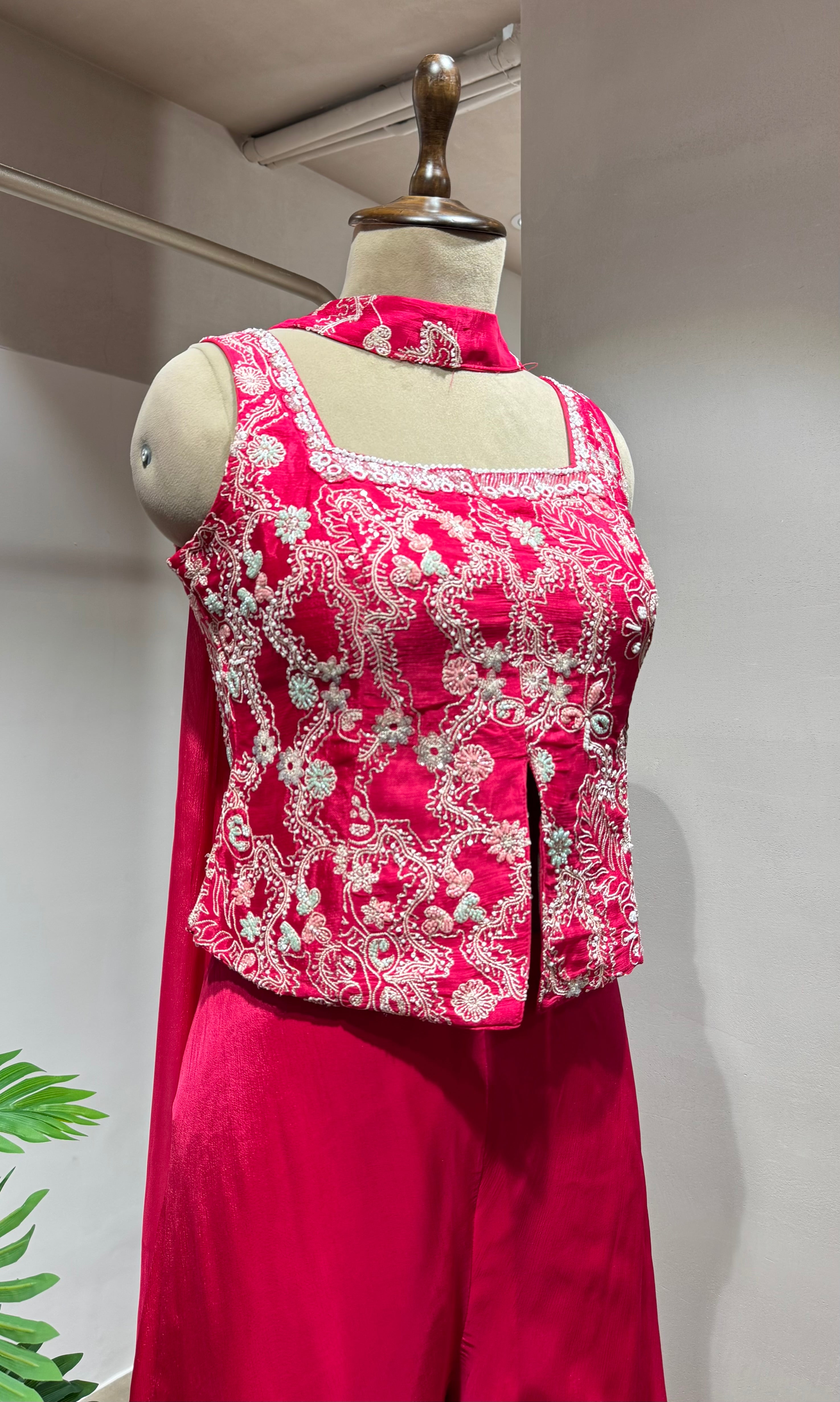 RANI PINK PALAZOO WITH EMBROIDERY