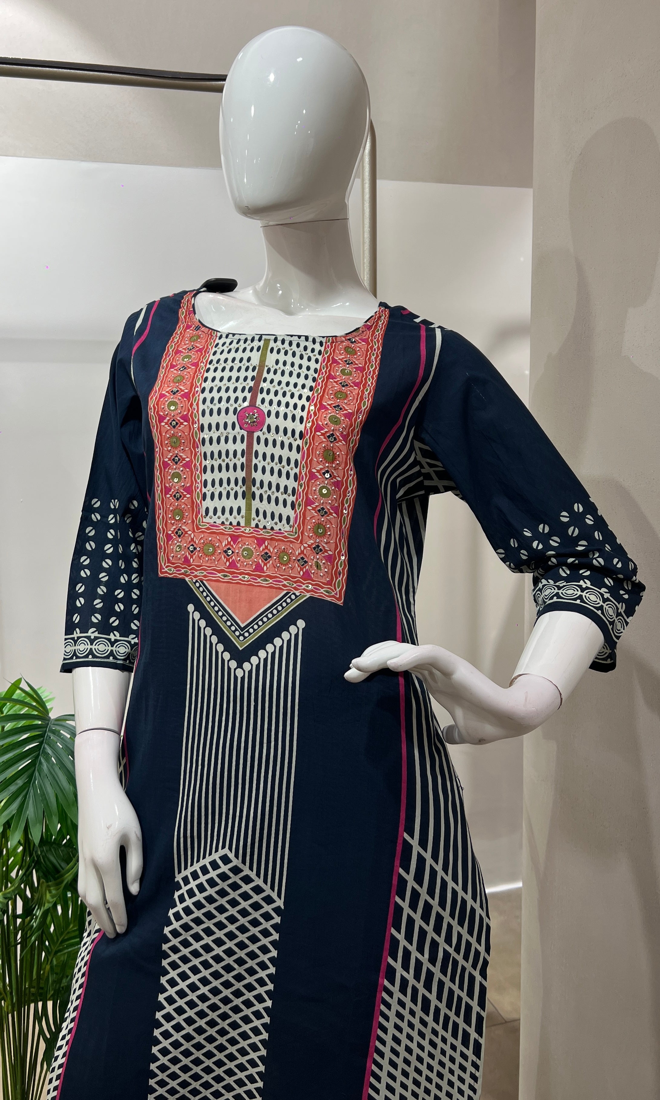 Blue ETHNIC PRINTED kurta set