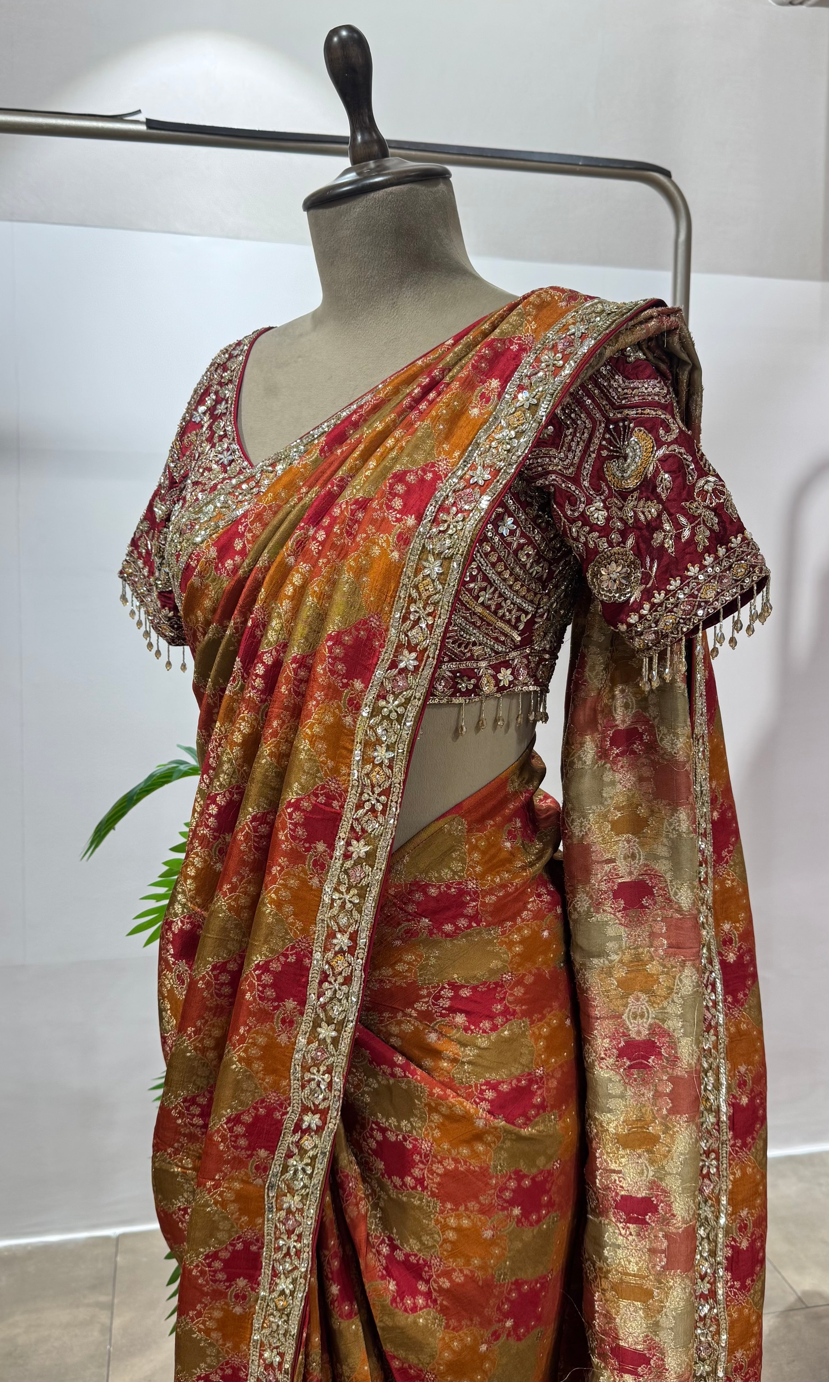 MAROON BANARASI SAREE WITH BLOUSE