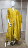 mustard yellow Silk Anarkali Set