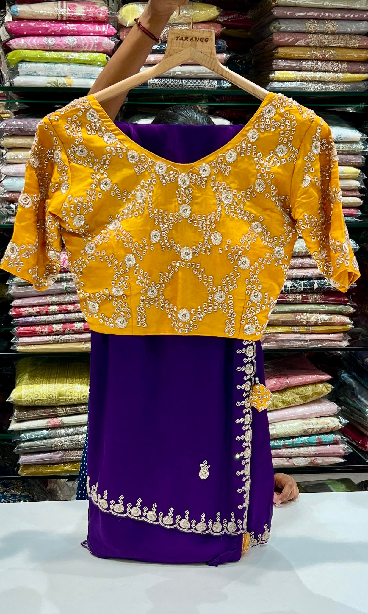 Purple saree with ready blouse