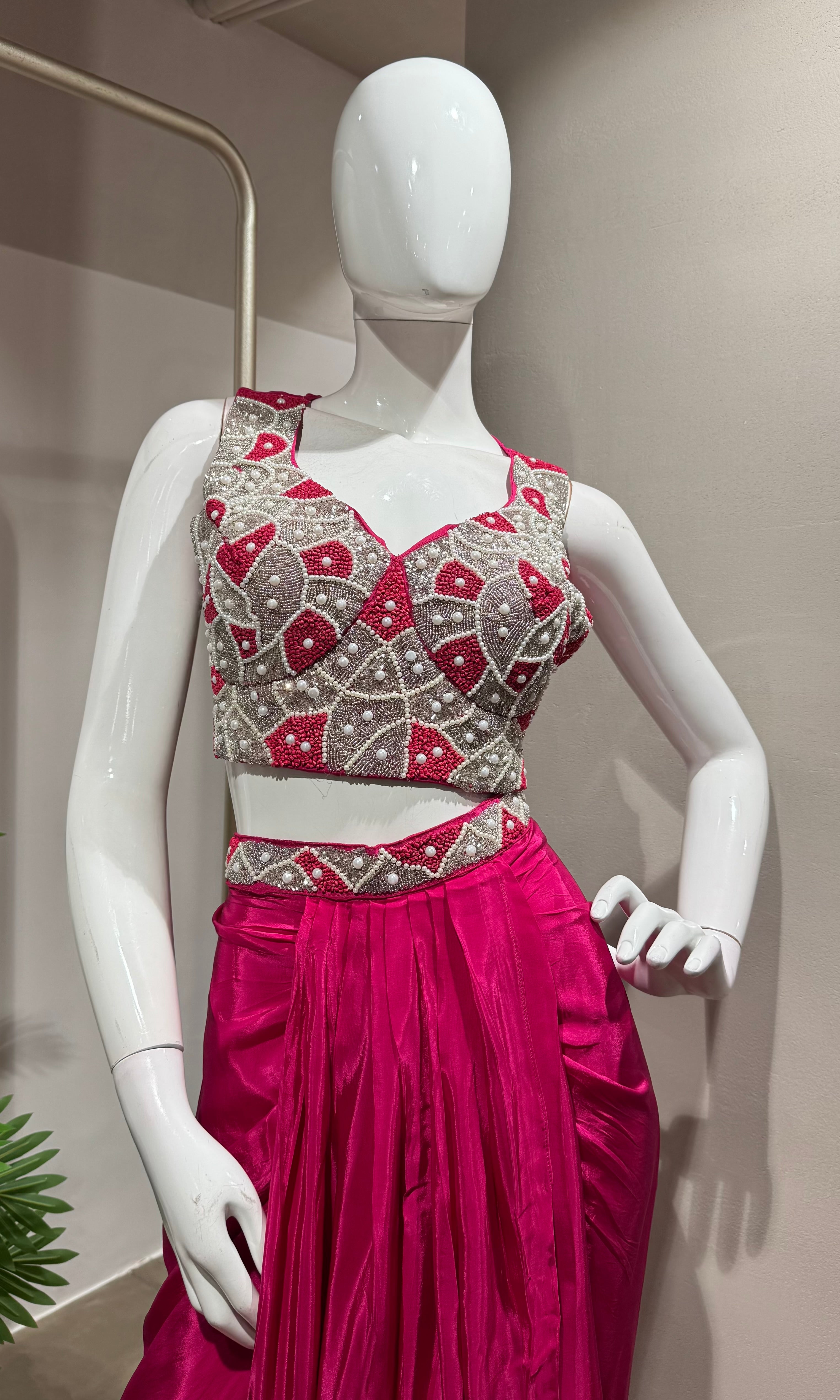 rani Embroidered Indo Western Draped skirt