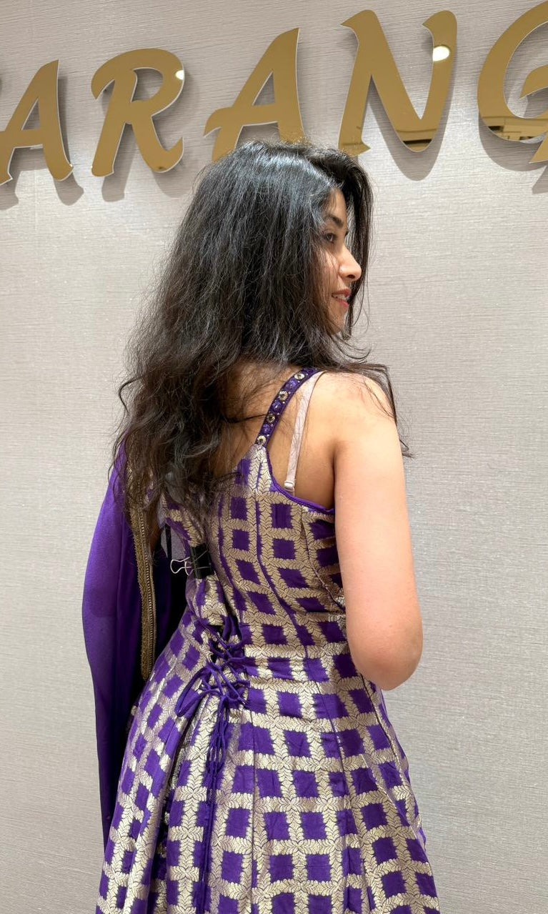 Purple Elegant Anarkali Kurta Set with Dupatta