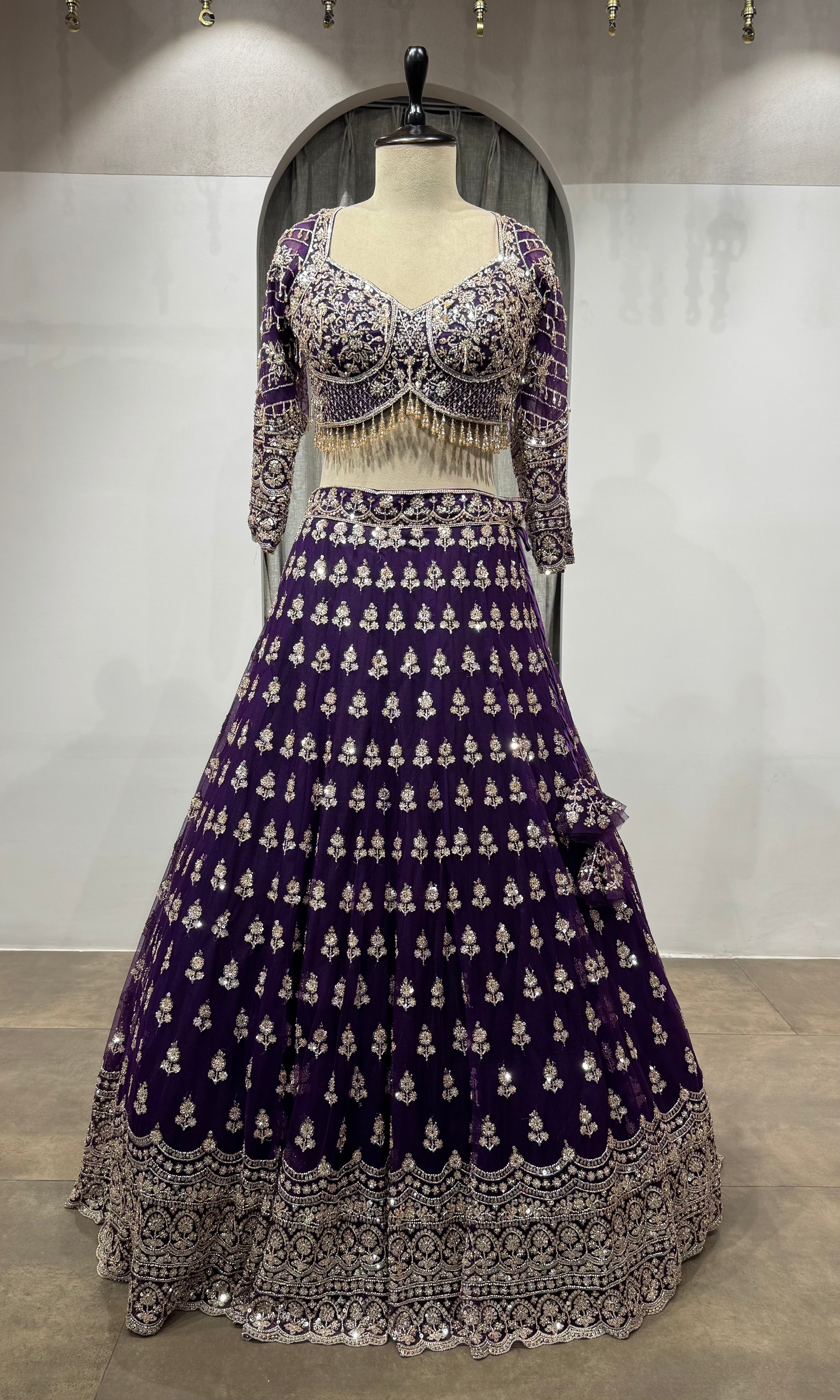 PURPLE intricate embroidered Lehenga set