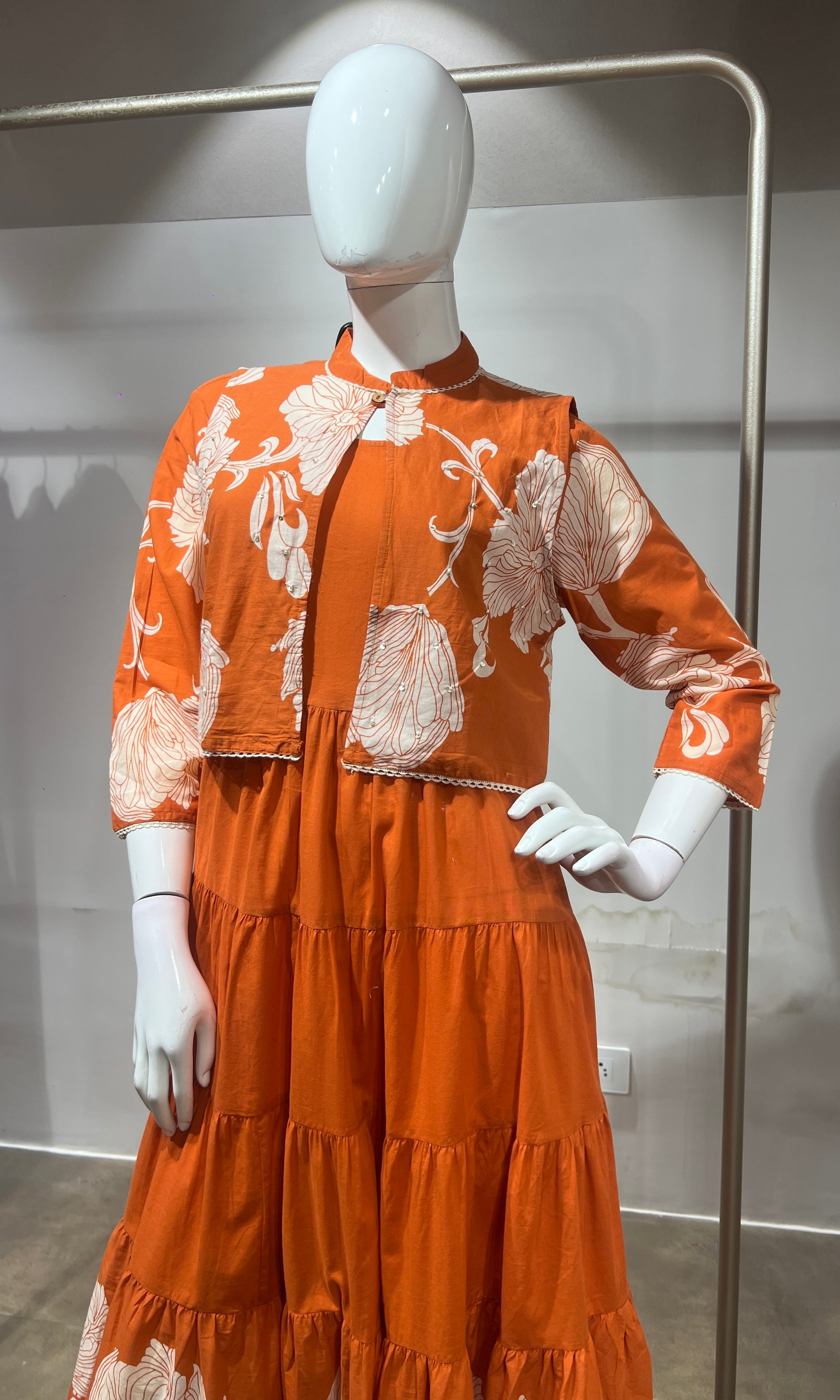Rust Floral Frock with Jacket