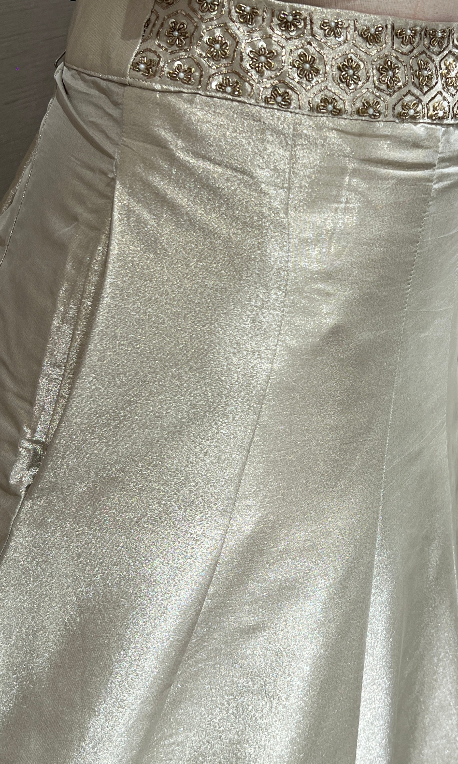 Gold Lehenga with mobile pocket