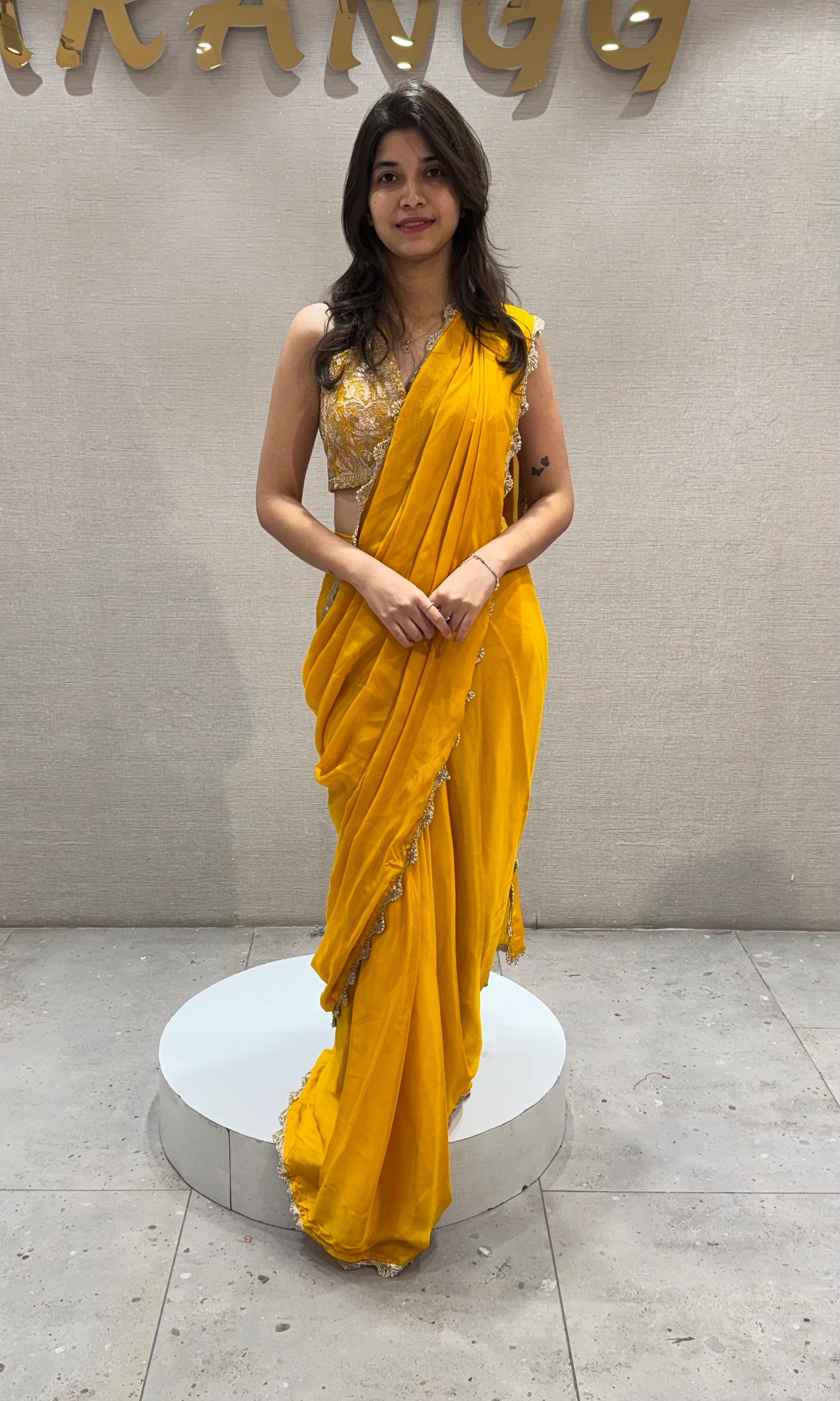 Yellow sunshine Elegance drape saree