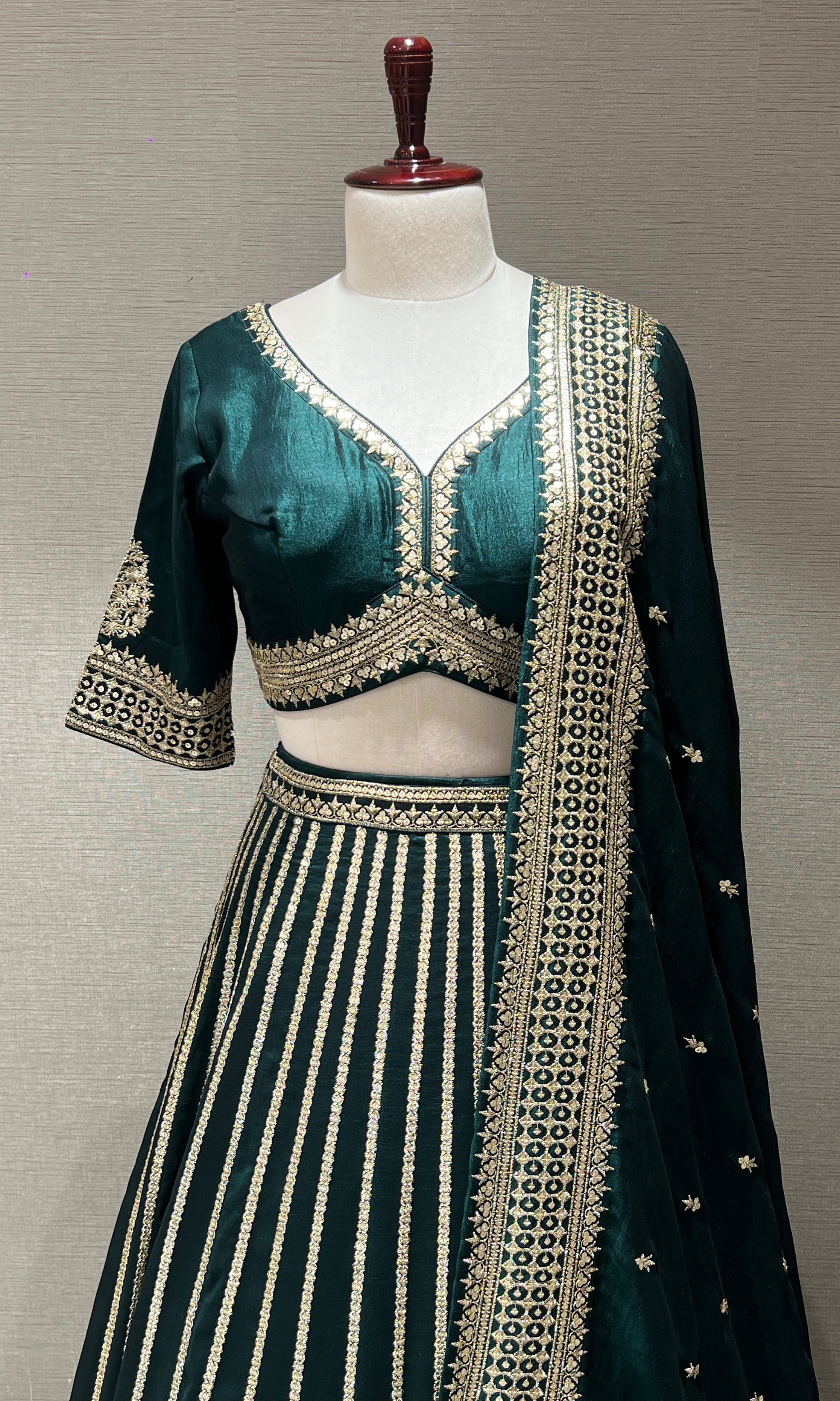 Bottle green Lehenga