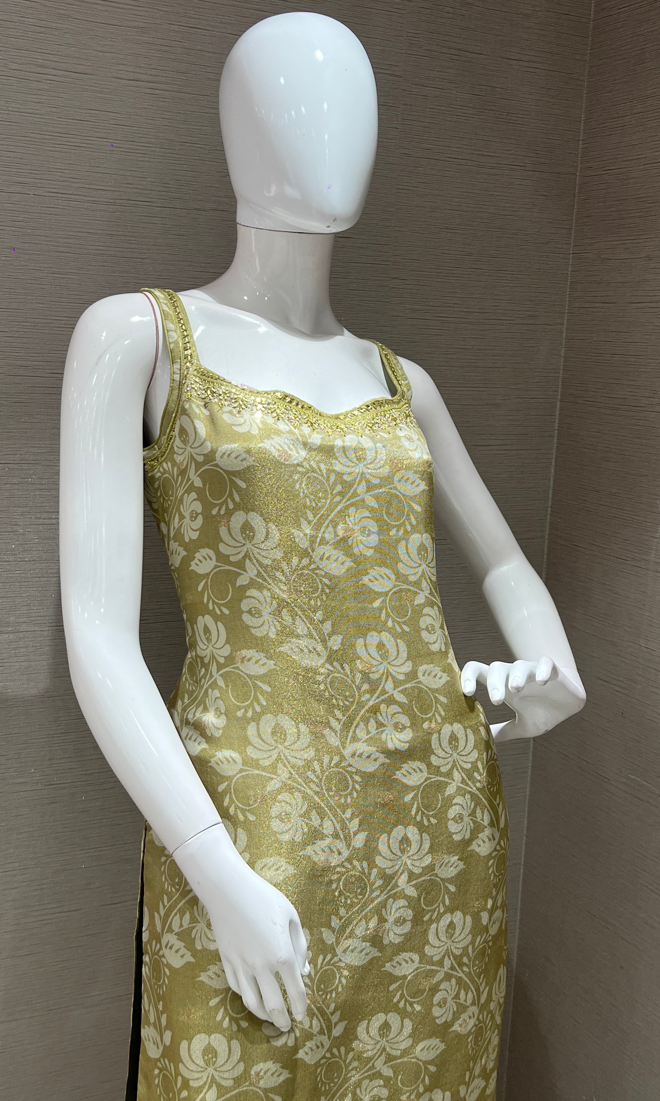 Light Golden Green Brocade Kurta Set