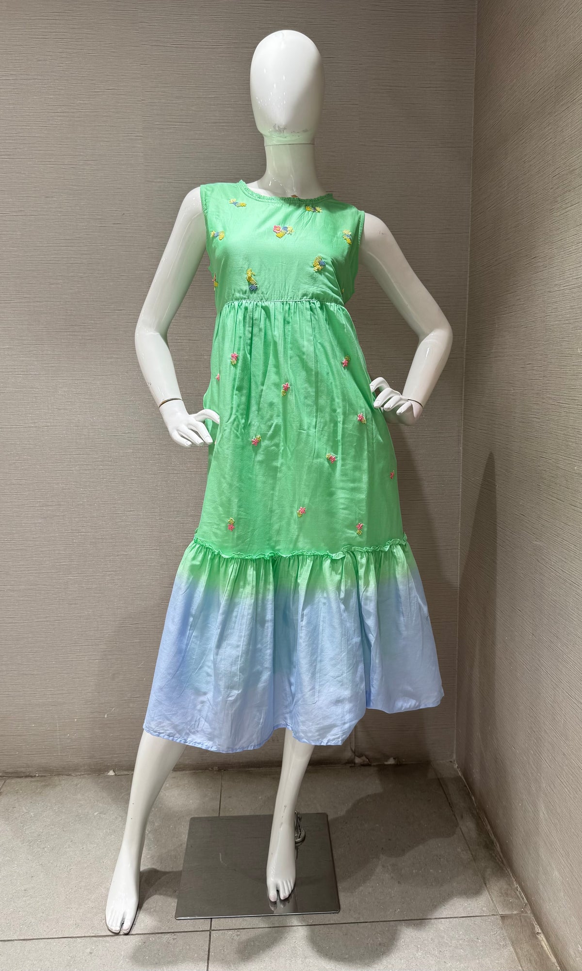 Pista Green to Light Blue Kurta top