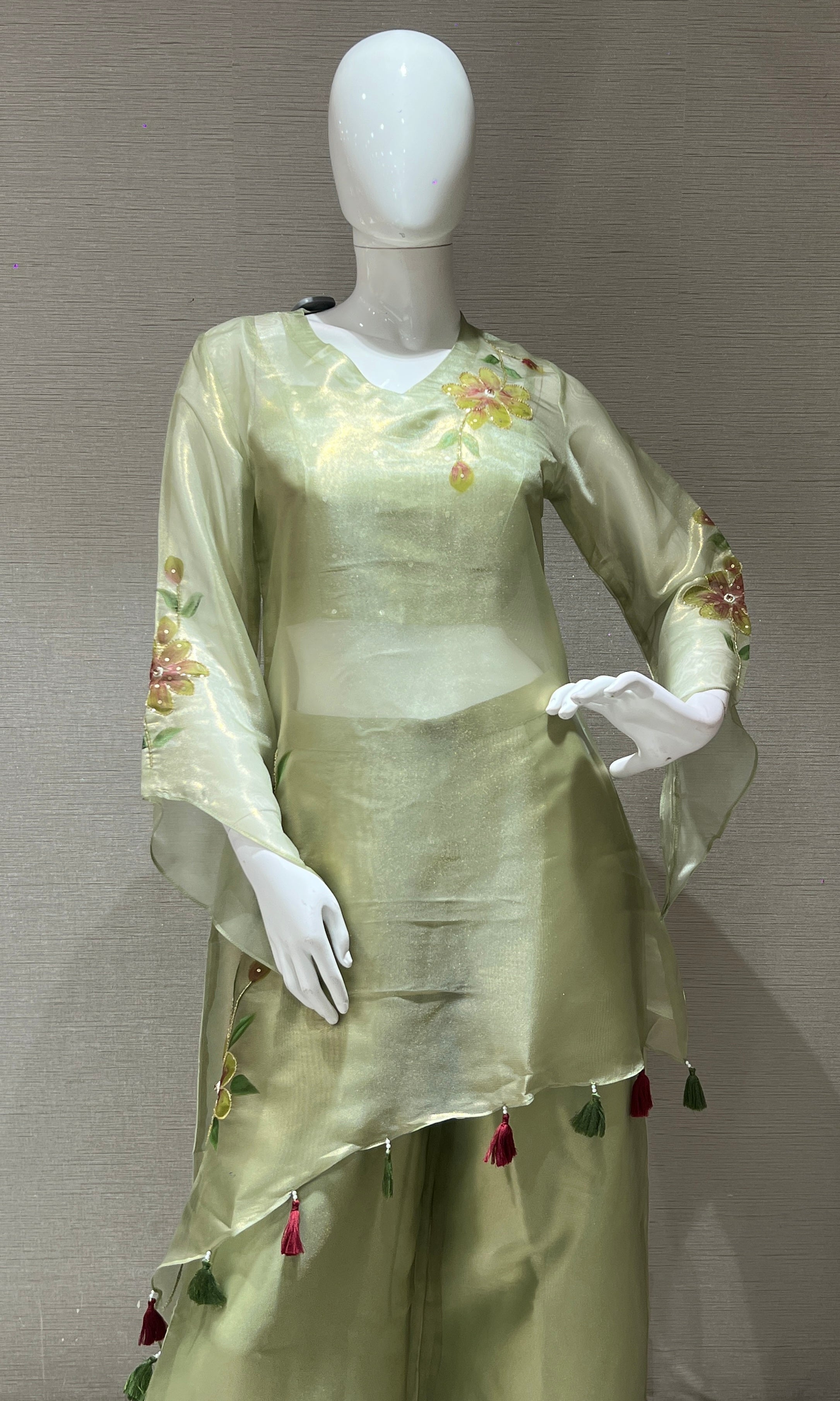 Pastel Green Floral Cord Set