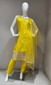 Yellow & Gold Floral Embroidered Kurta set