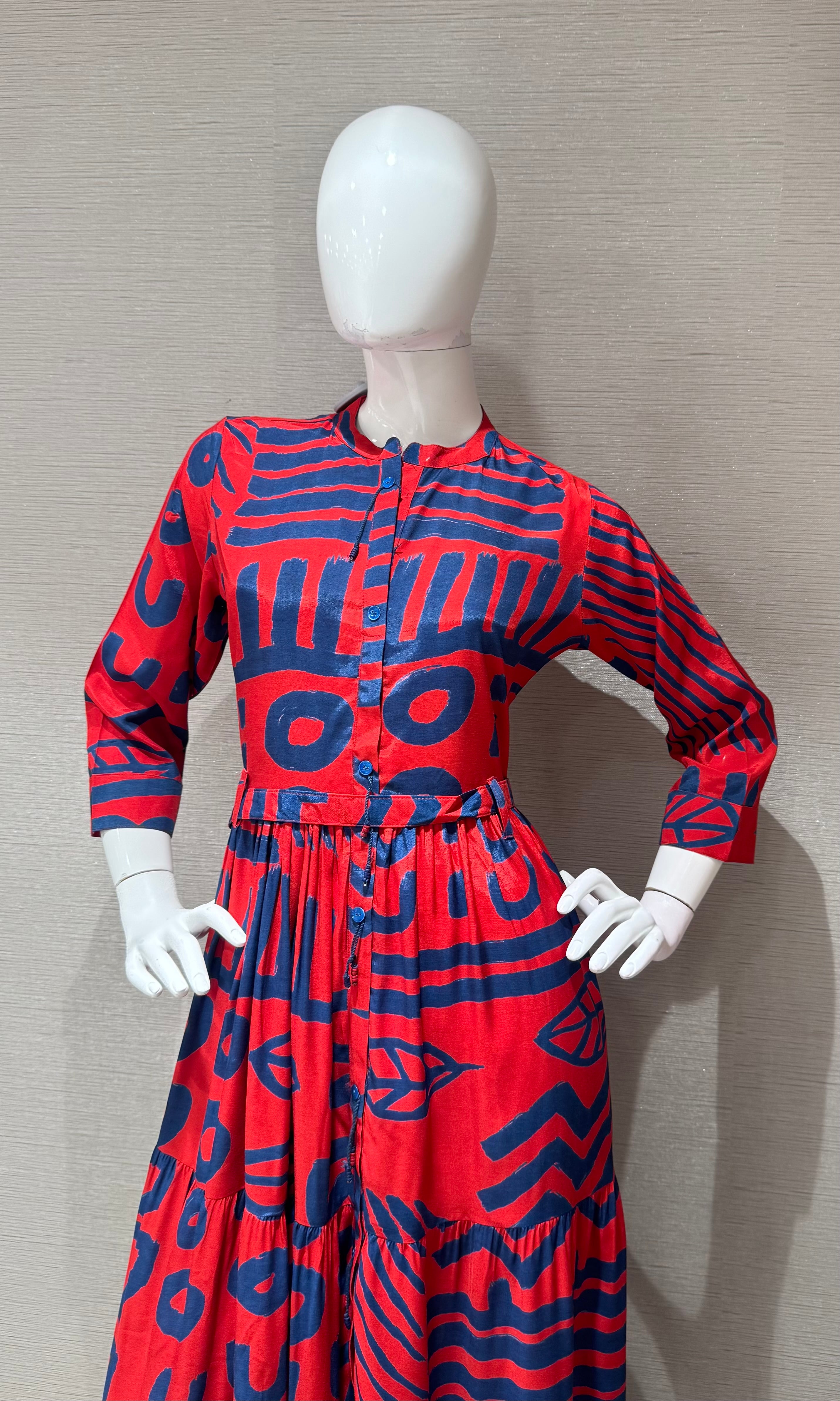 Red and blue patterned Frock