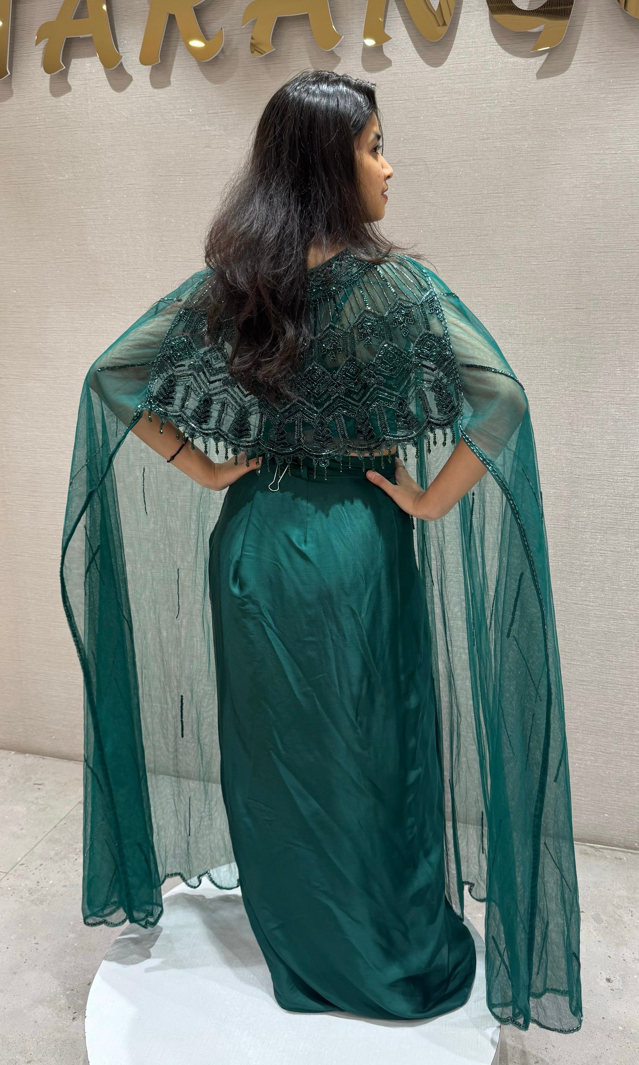 GREEN 3 PIECE INDO WESTERN DRESS