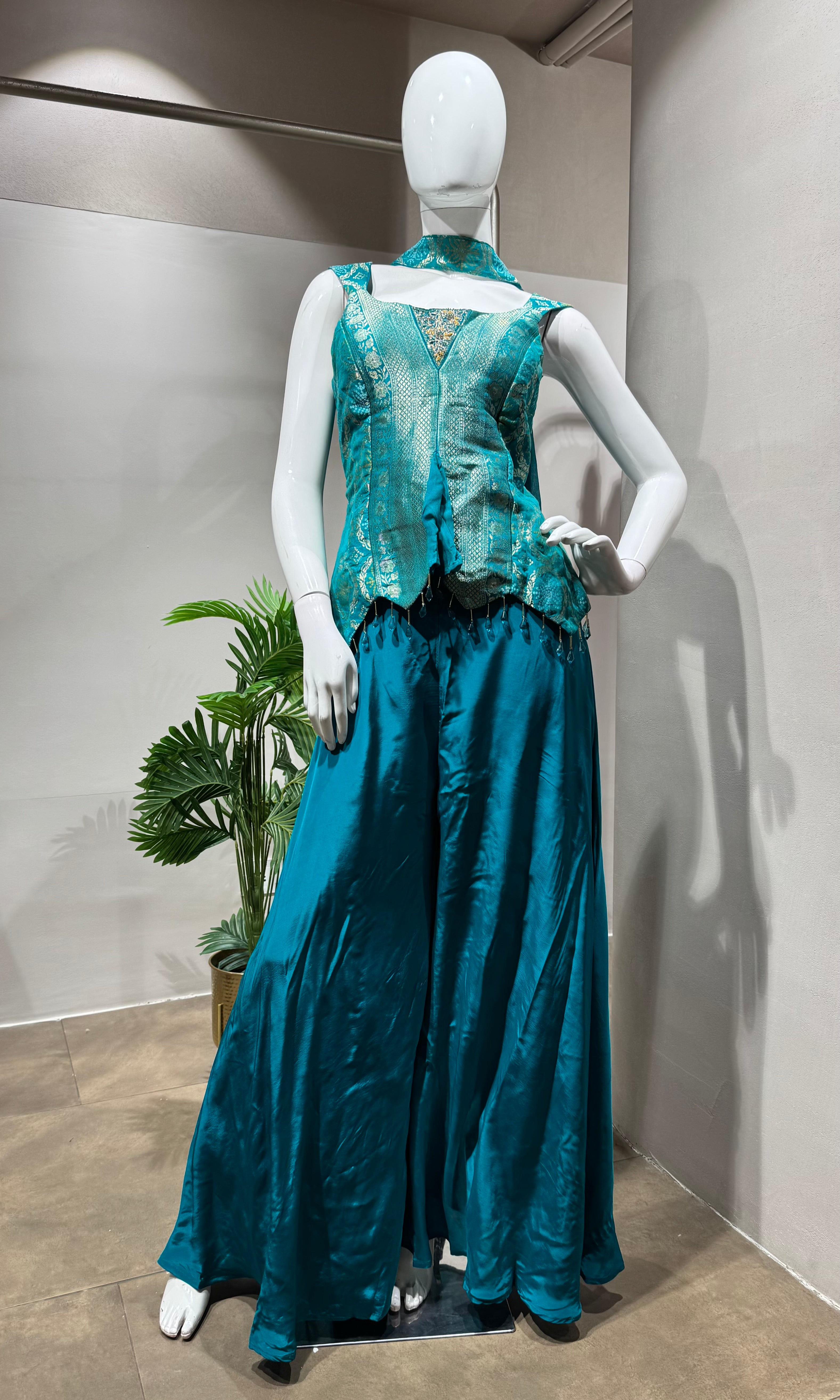 RAMA TISSUE CORSET BLOUSE WITH PALAZZO SET