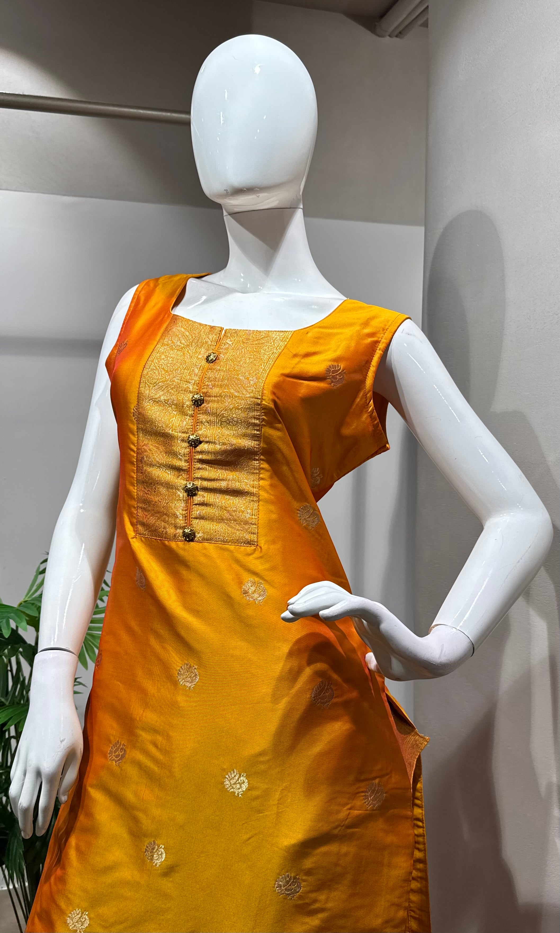 GOLDEN YELLOW Saffron Banarasi Kurta Set