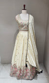 Cream tissue silk Lehenga Set with Intricate Floral Embroidery