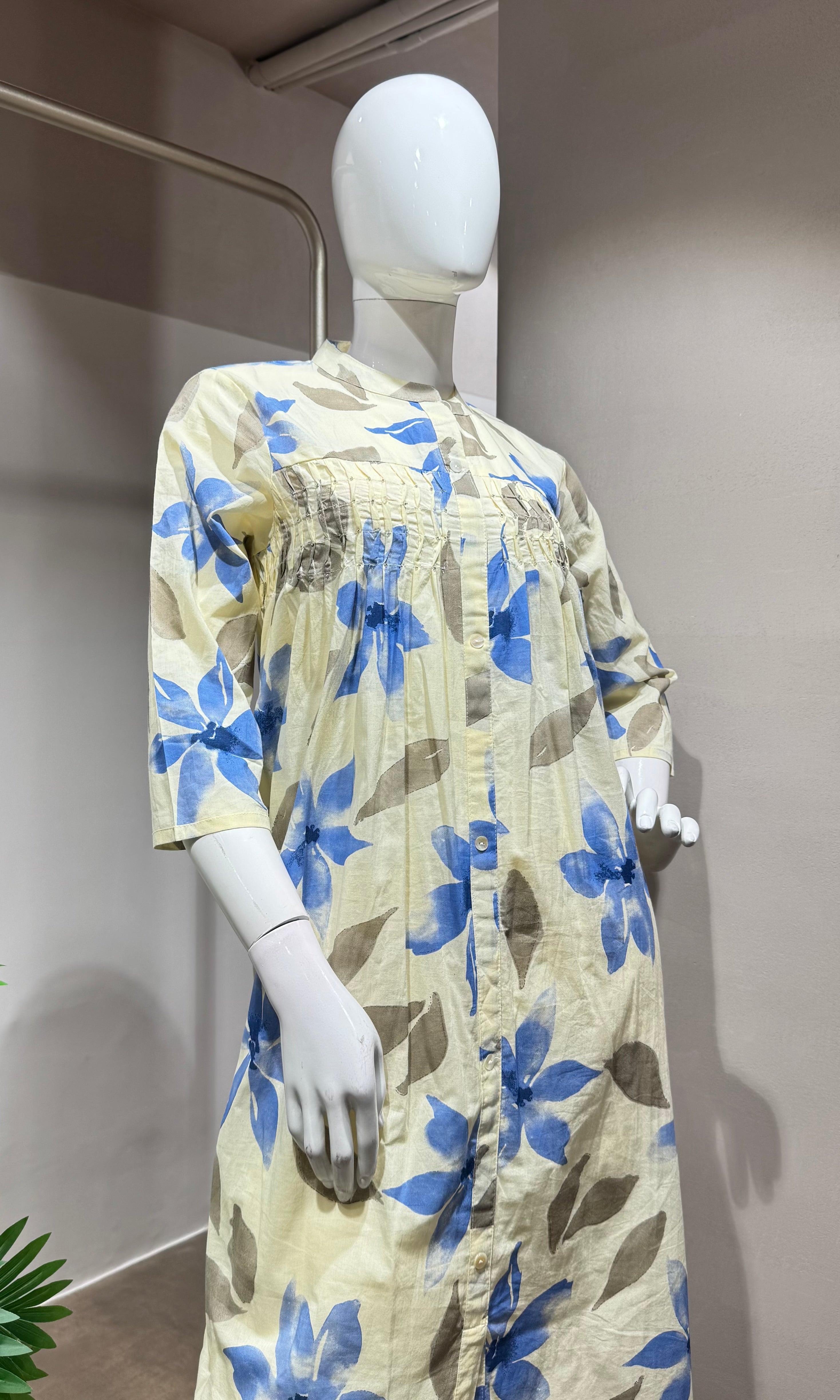 Blue floral spring summer kurta set