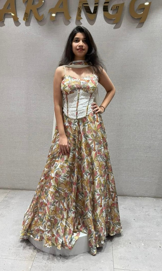 Cream Lehenga