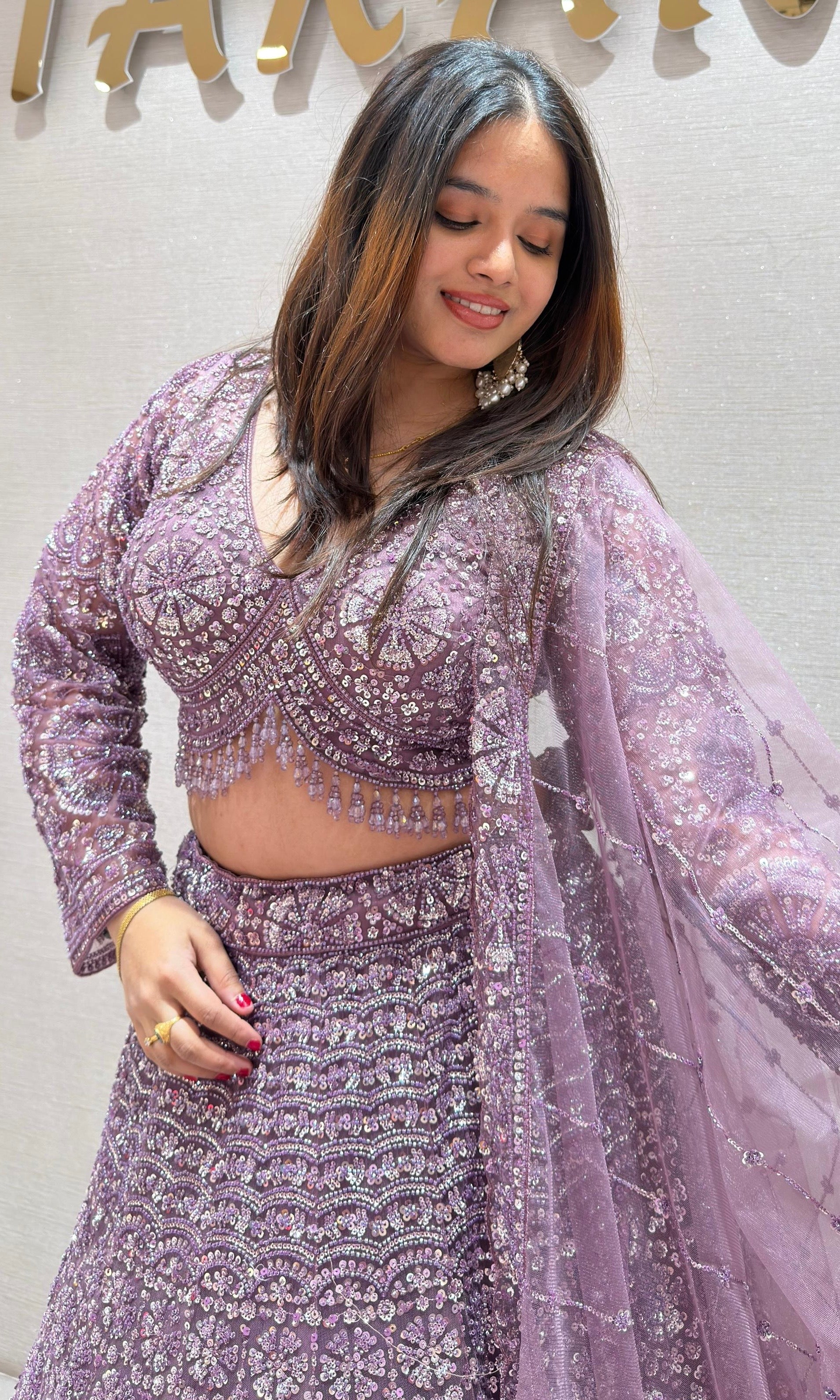 Light PURPLE HEAVY EMBROIDERED Lehenga
