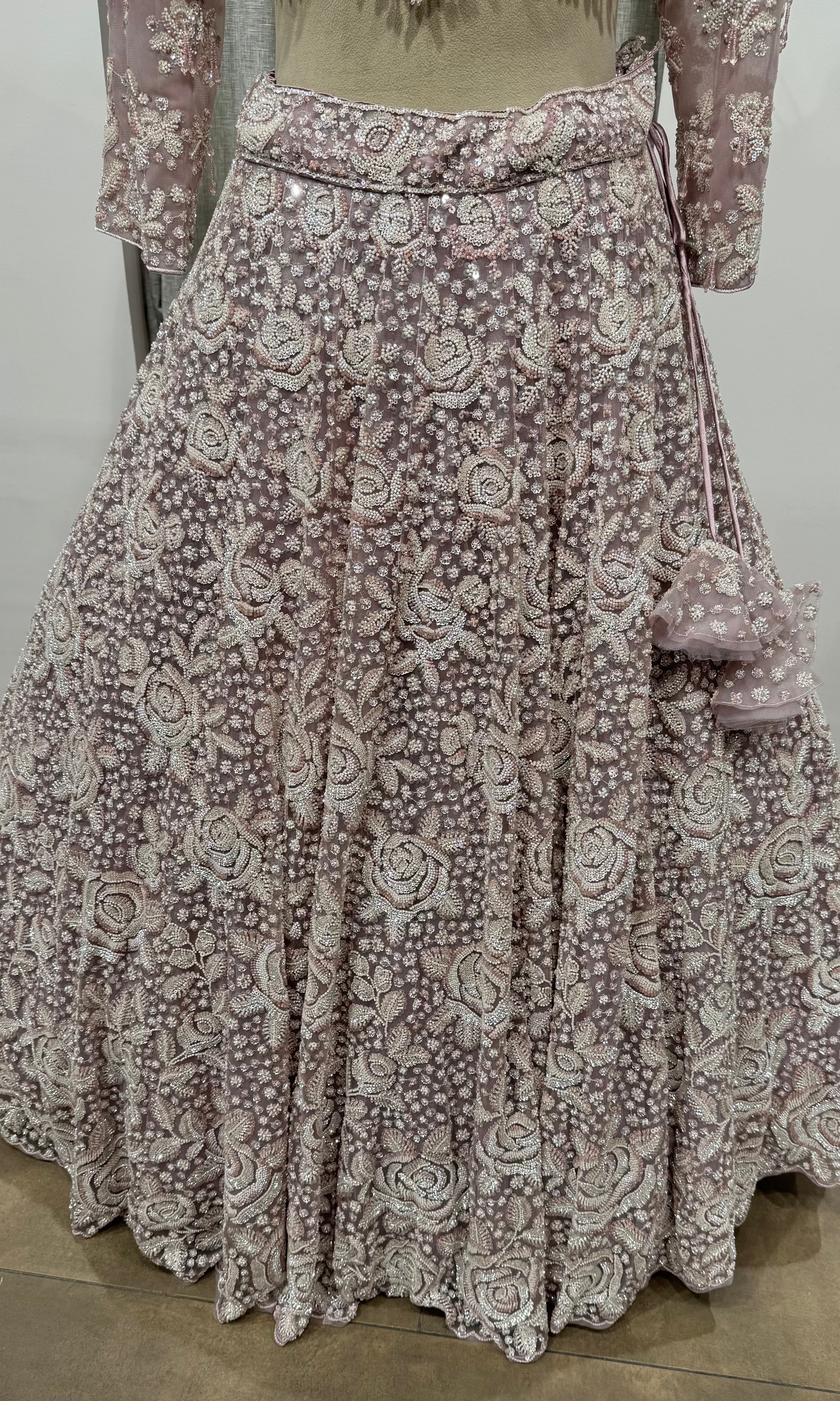 ROSE PINK Crystal Cascade Pastel Lehenga