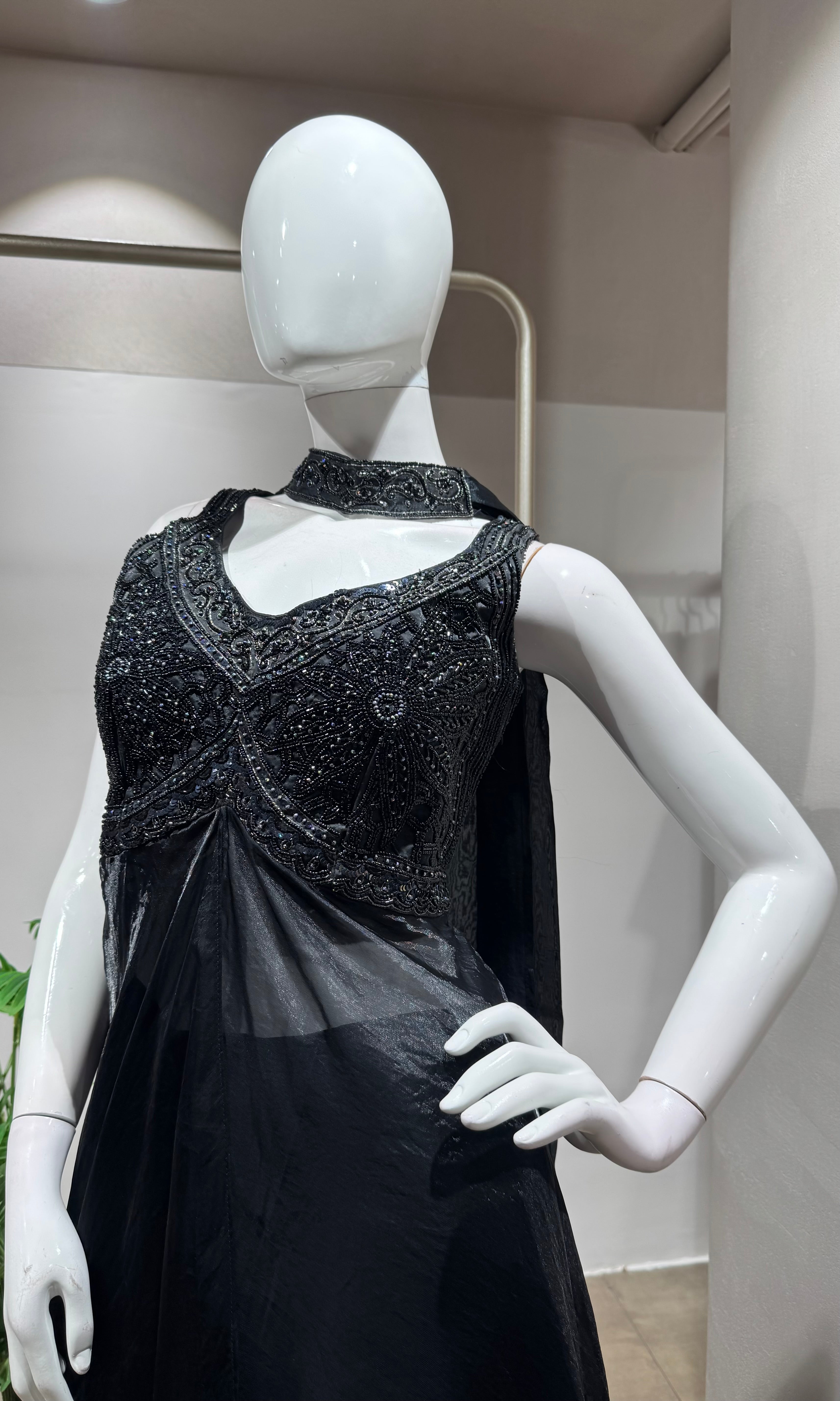 BLACK ANARKALI WITH PALAZZO PANTS