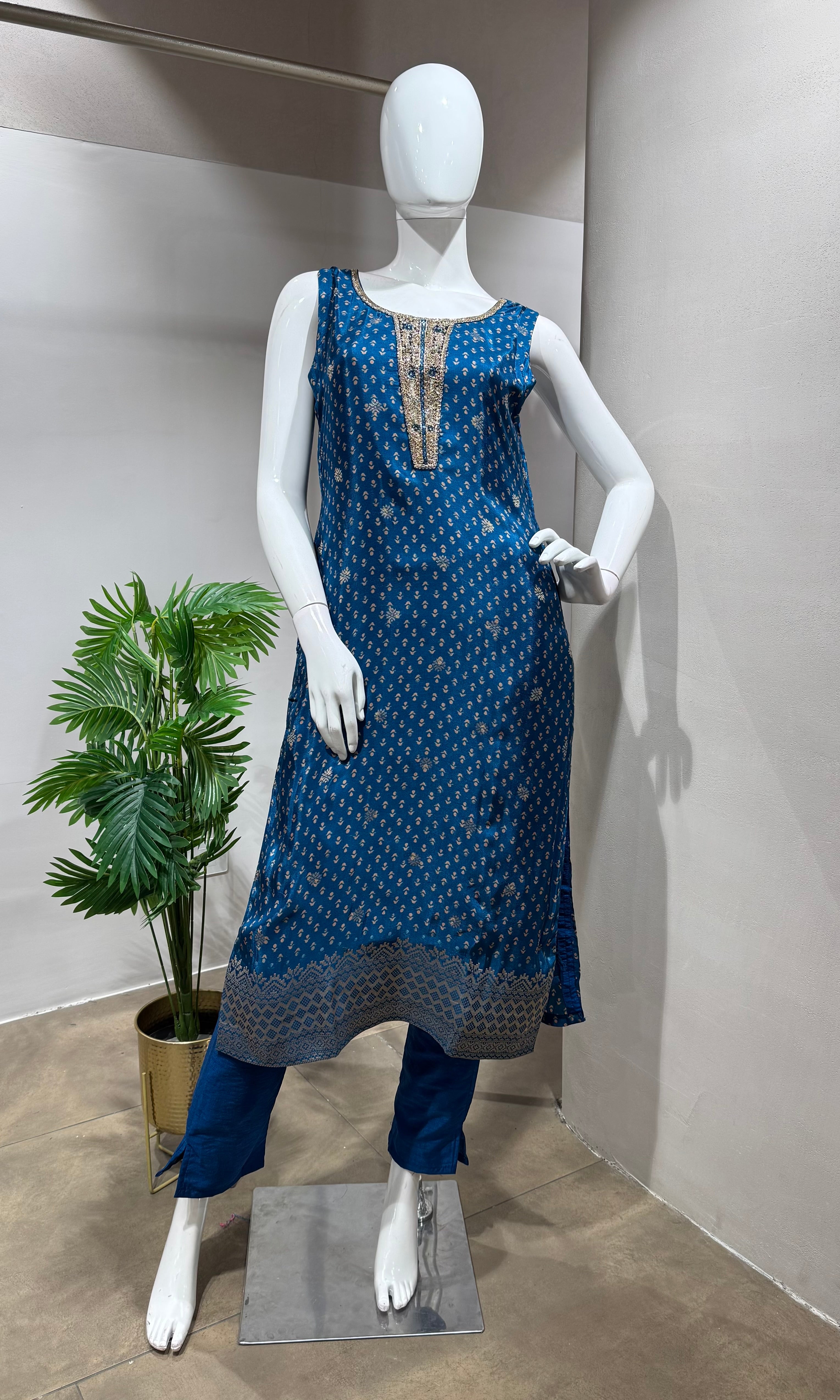 RAMA Blue Embroidered KURTA Set