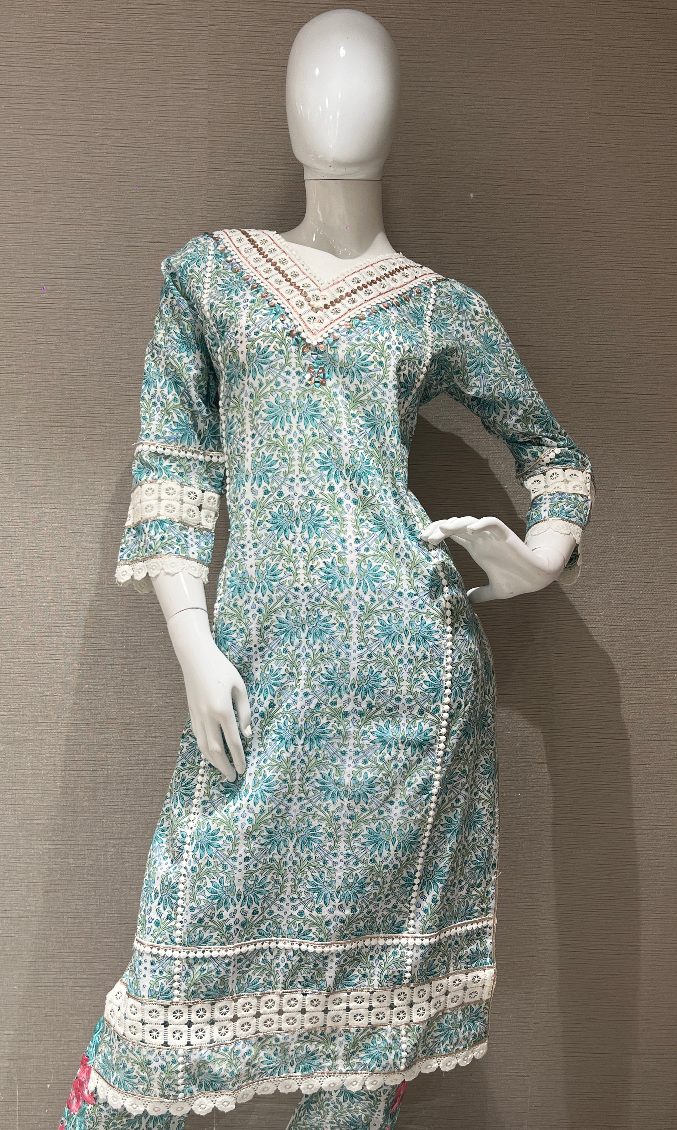 Blue cotton kurta set 3223
