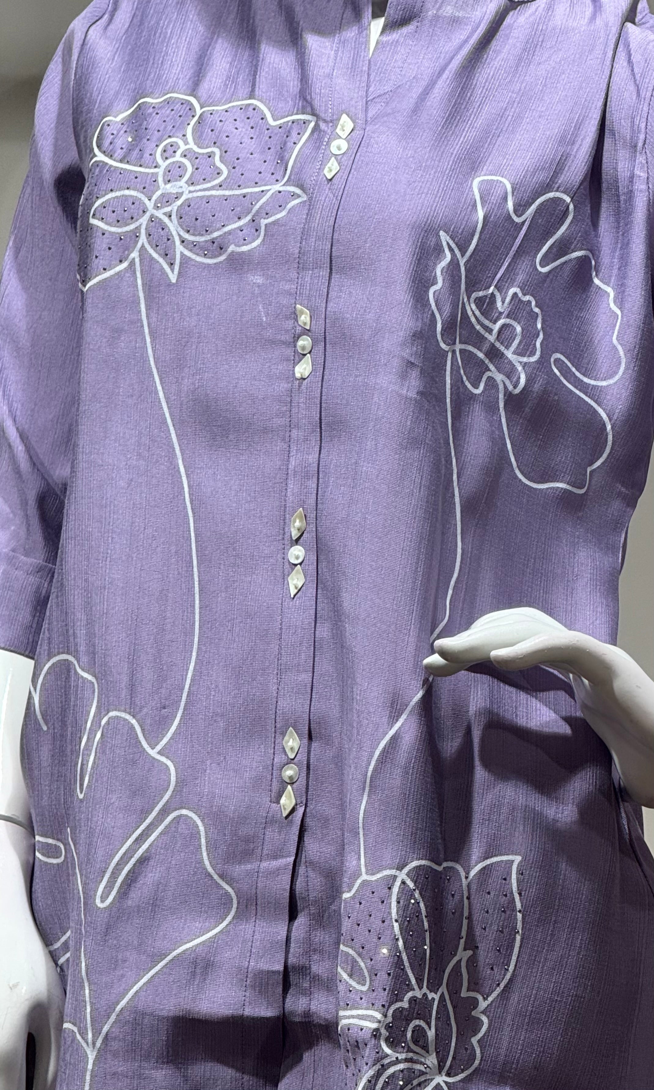 Purple Floral Printed cord set