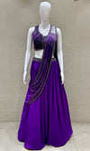Purple Lehenga with draped sequins Pallu