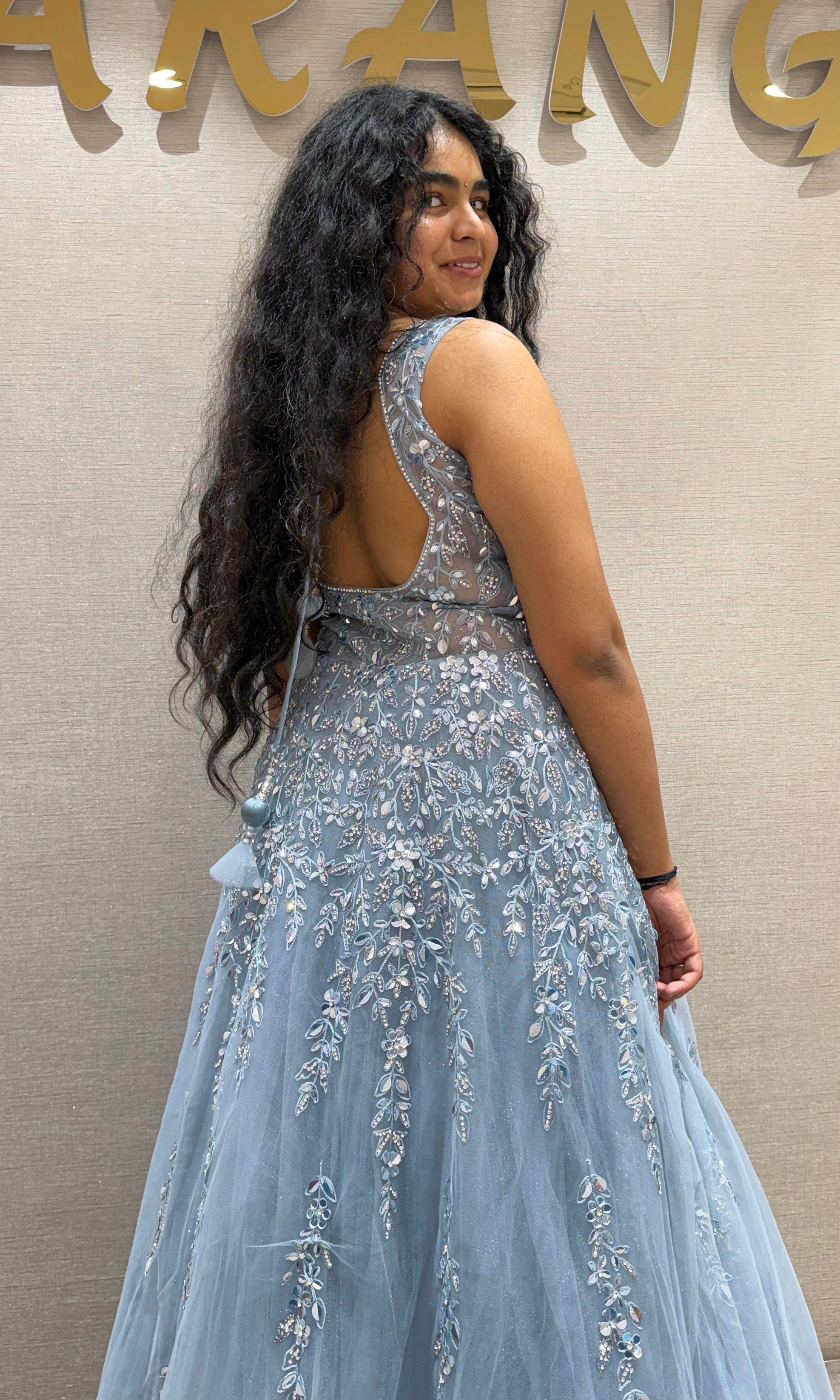 Sky Blue Stonework Gown