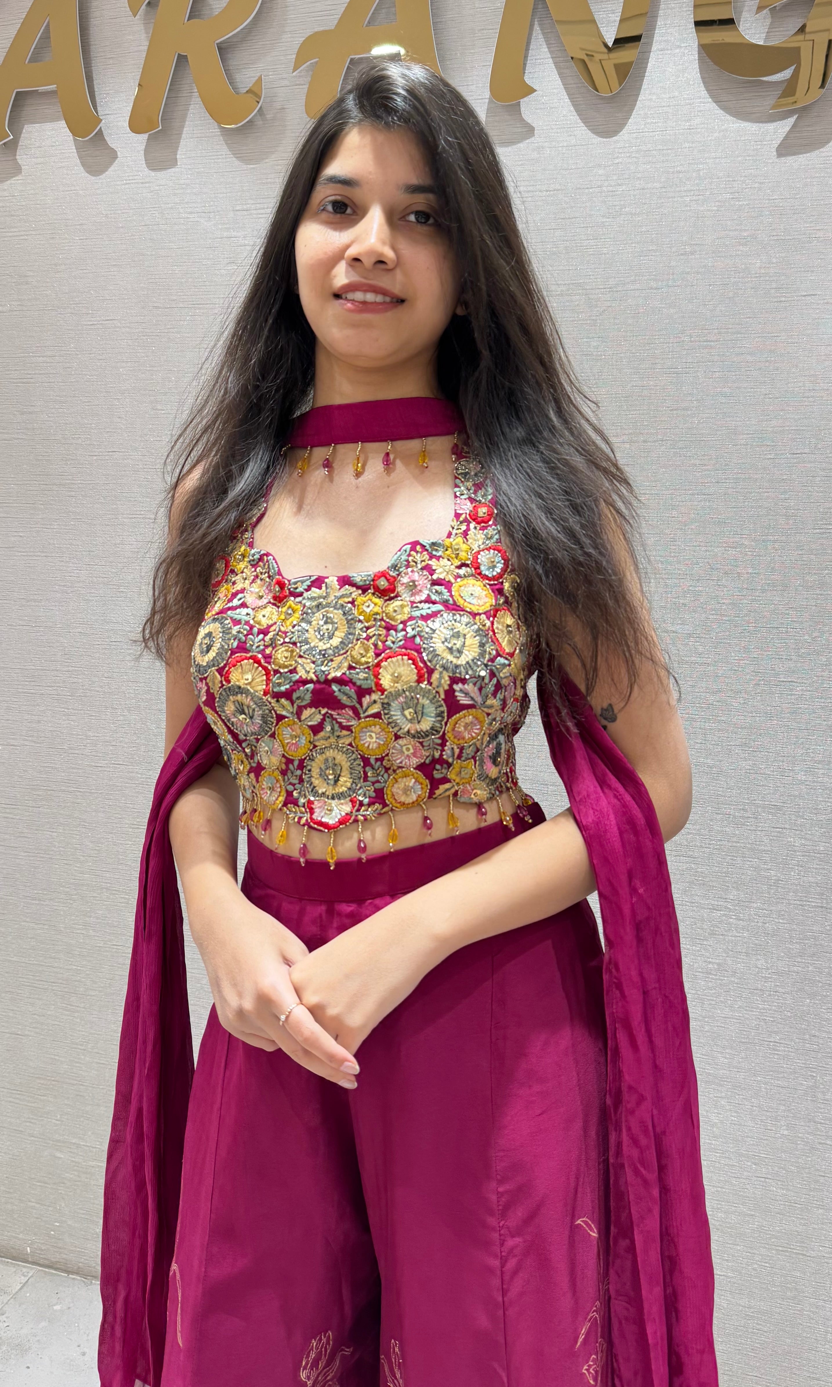 Wine FLORAL palazzo SET