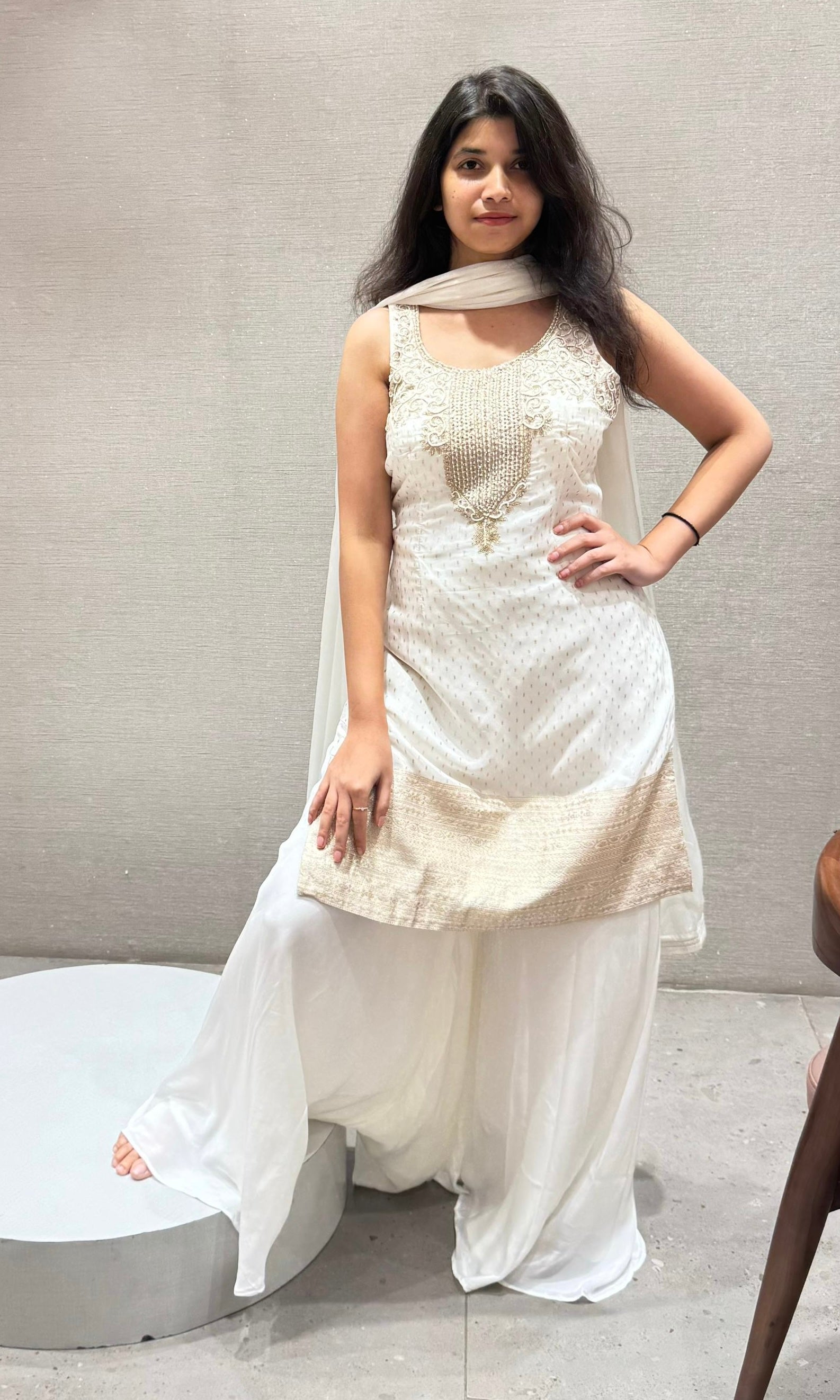Ivory & Gold Elegance Sharara Set
