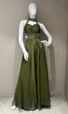 Green Halter Neck long dress