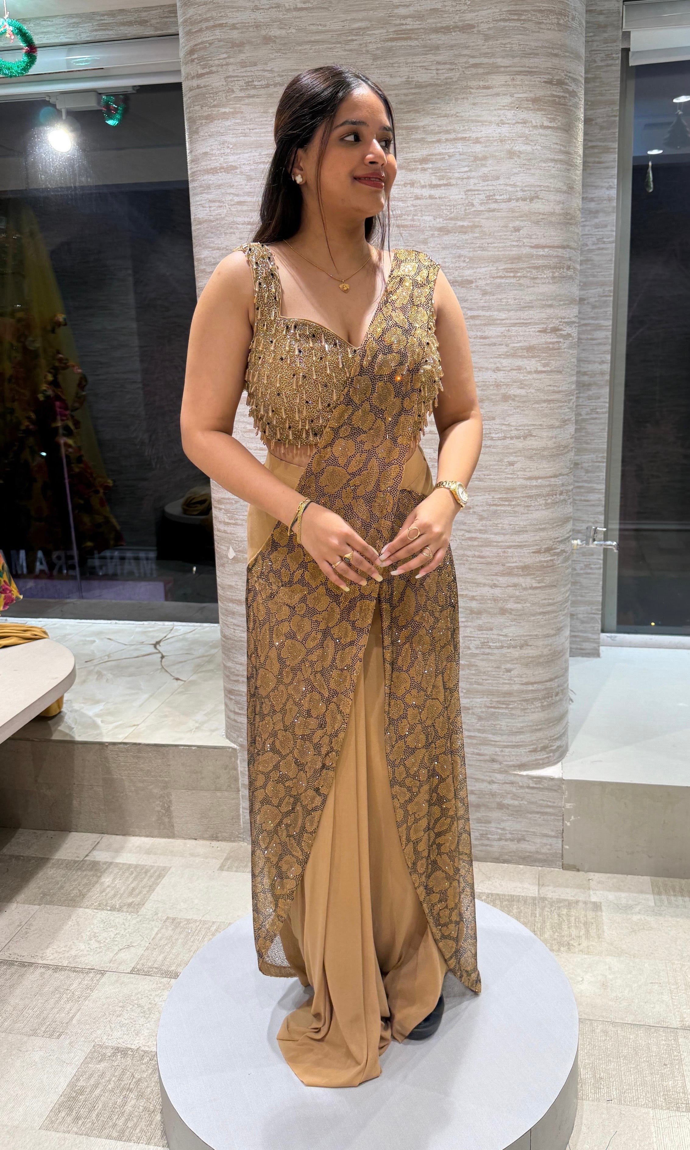 Chikoo GOLDEN drape saree