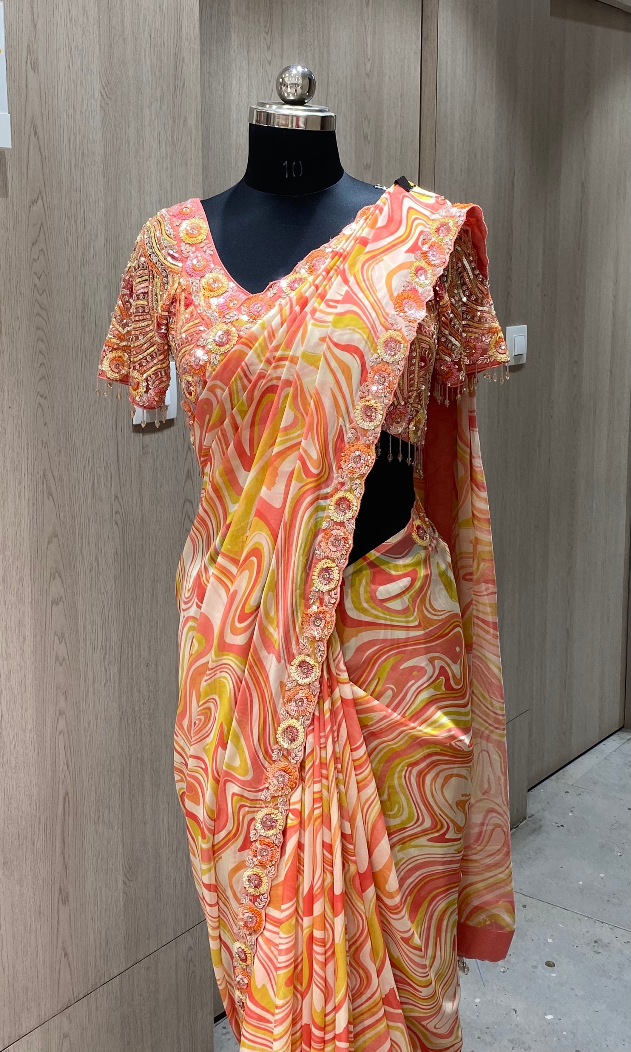 Baby pink saree with ready blouse