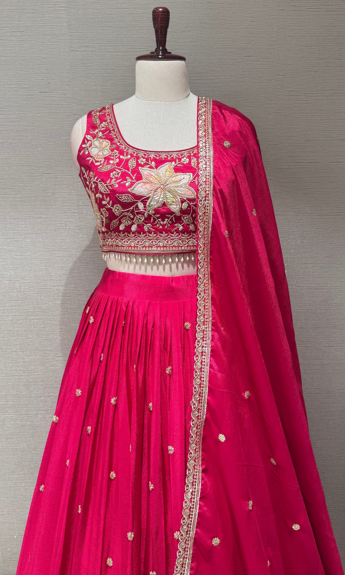 Rani tissue silk Floral Embroidered Lehenga Set