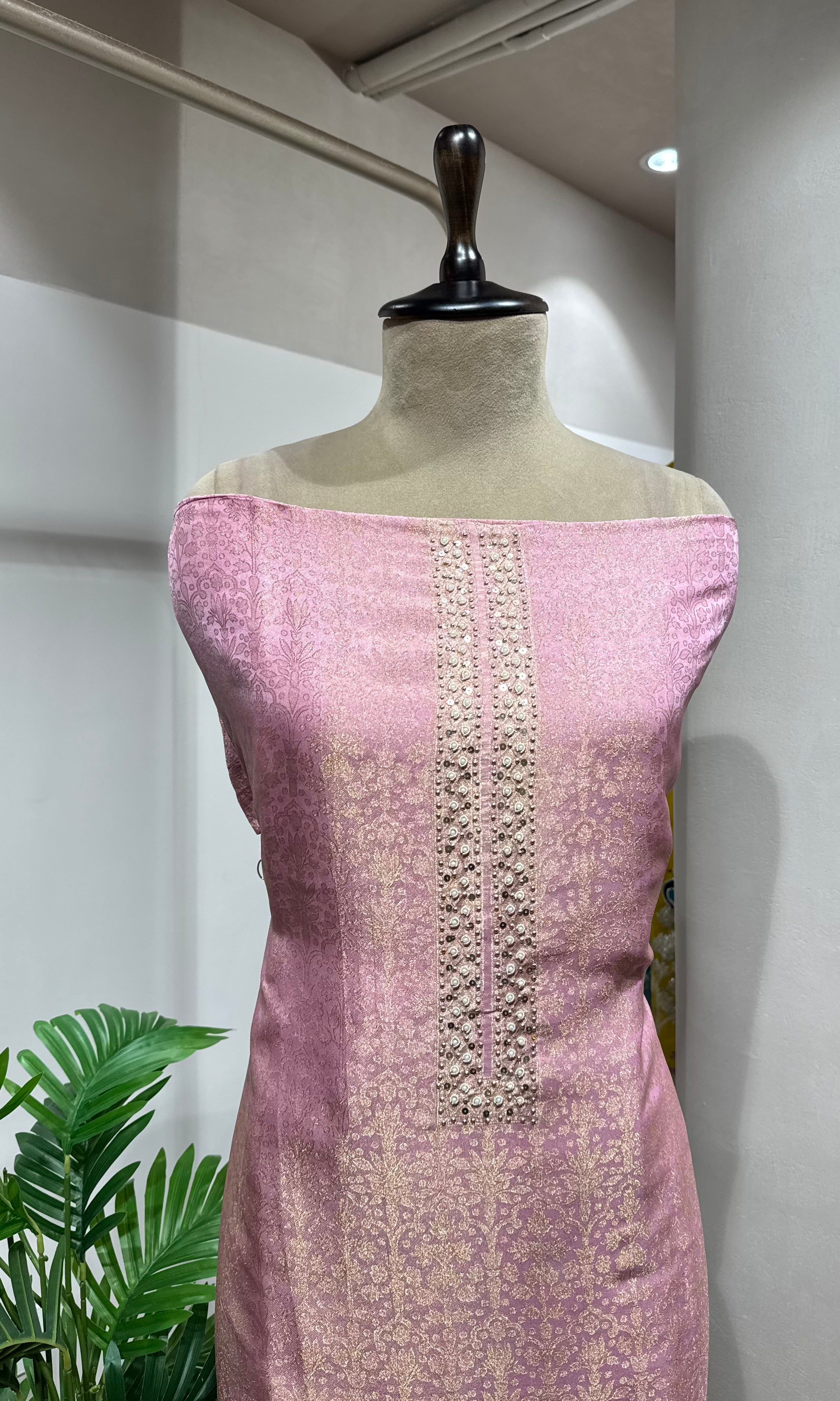 LAVENDER Banarasi Silk DRESS MATERIAL