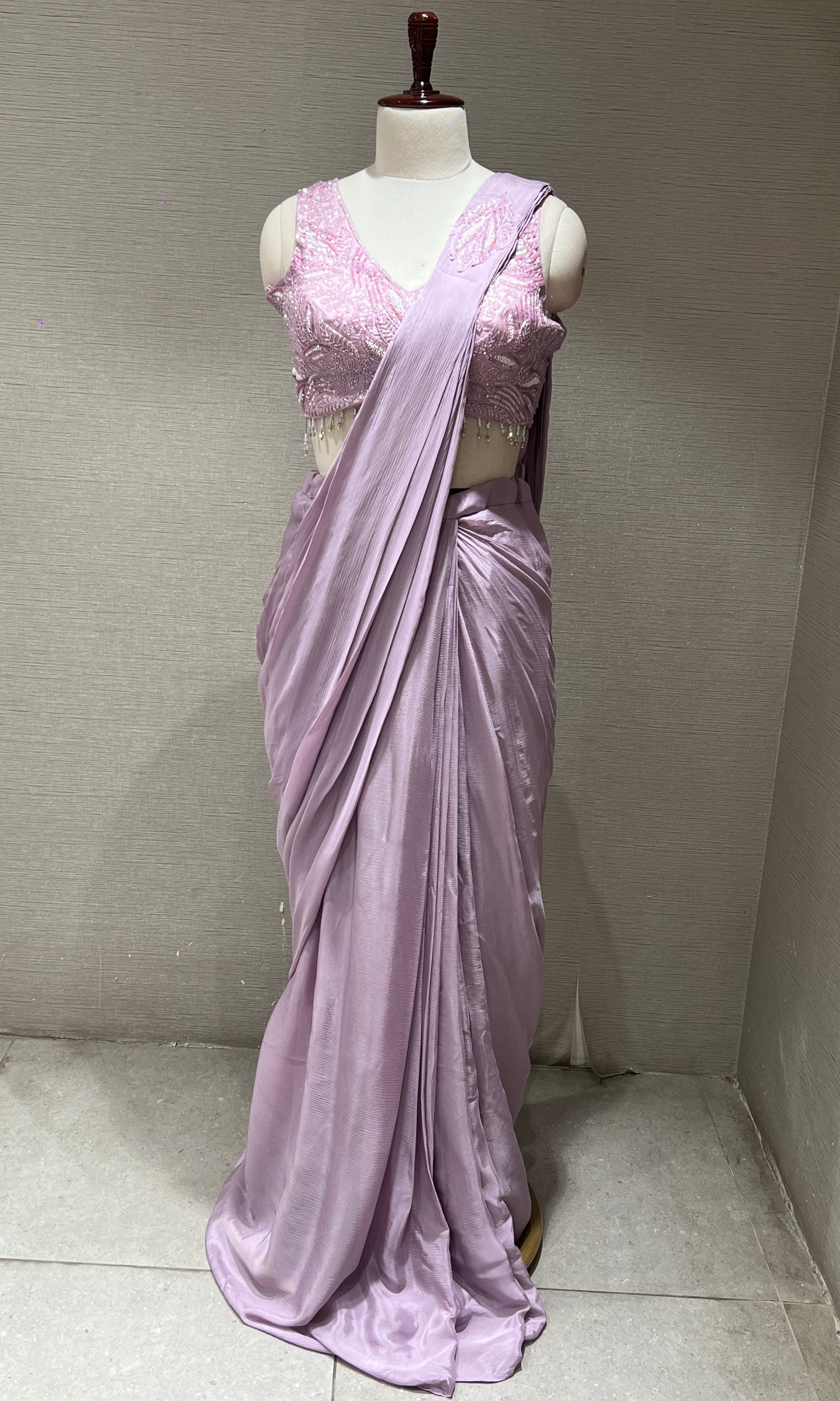 Lilac one minute saree