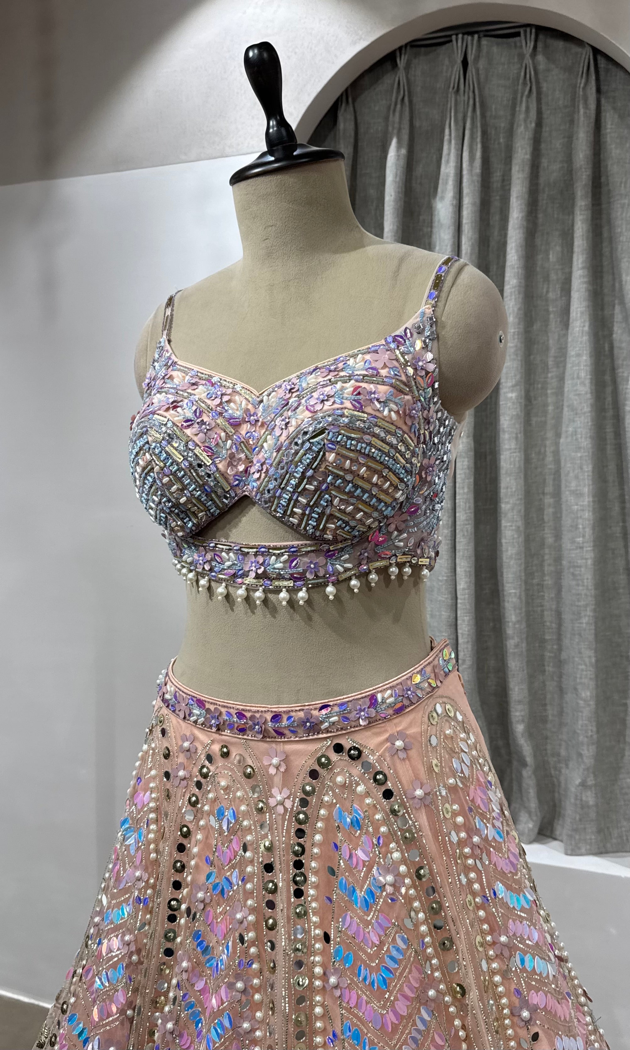 PEACH Pastel Multicolor Designer Lehenga Set