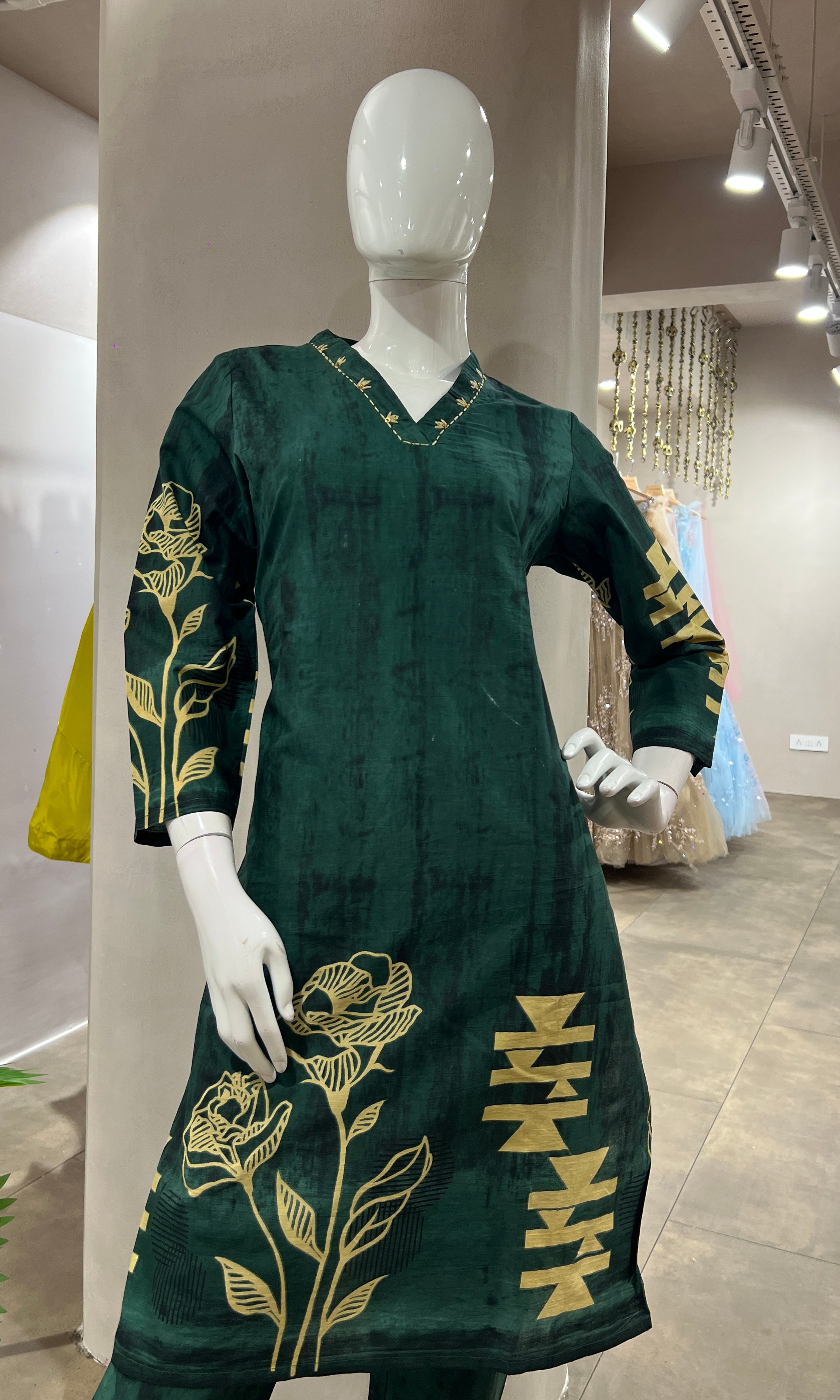 GREEN FLORAL CORD SET