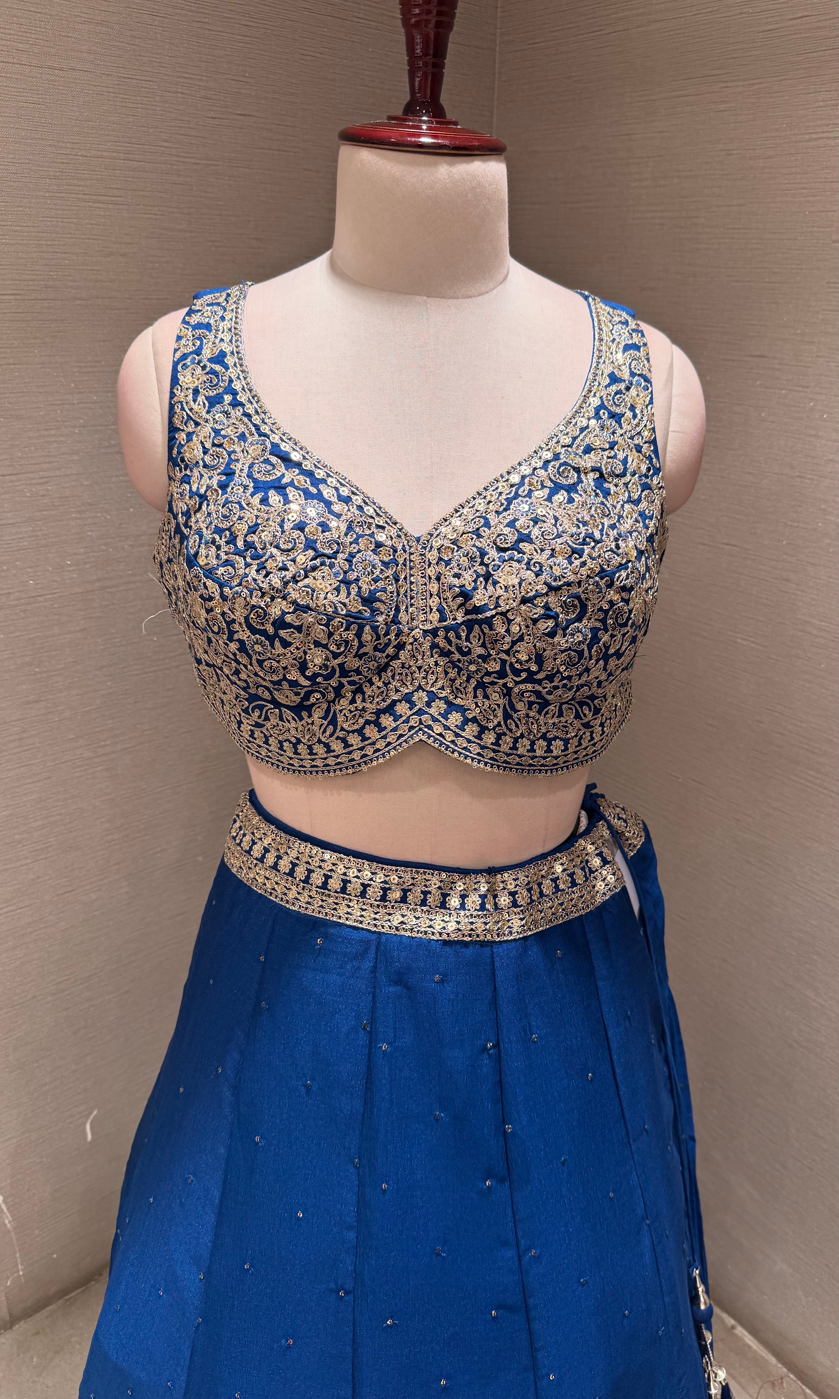 Royal Blue Lehenga Choli with Silver and Gold Embroidery