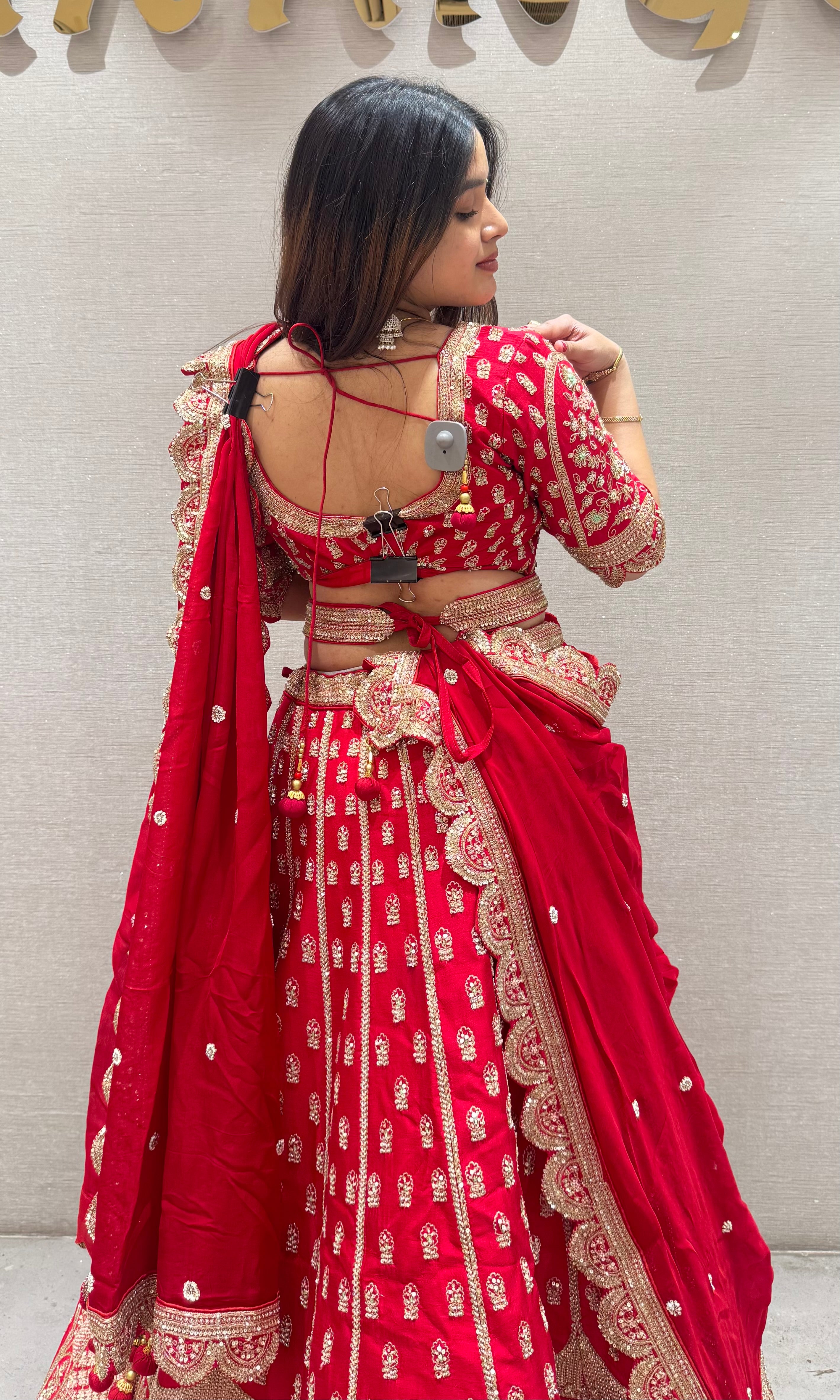 Royal Red lehenga with gold embroidery