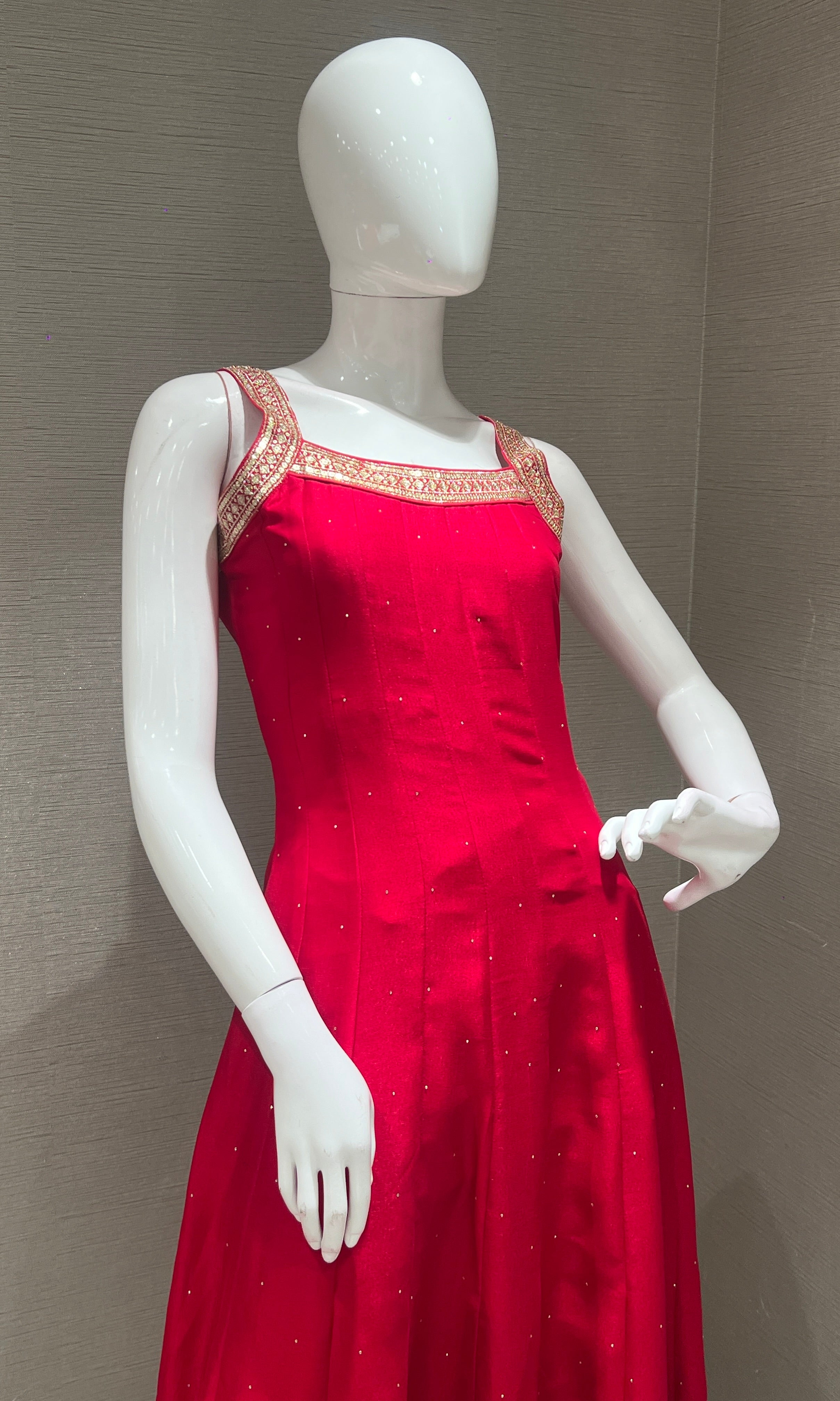 Rani pink anarkali set with gold embroidery