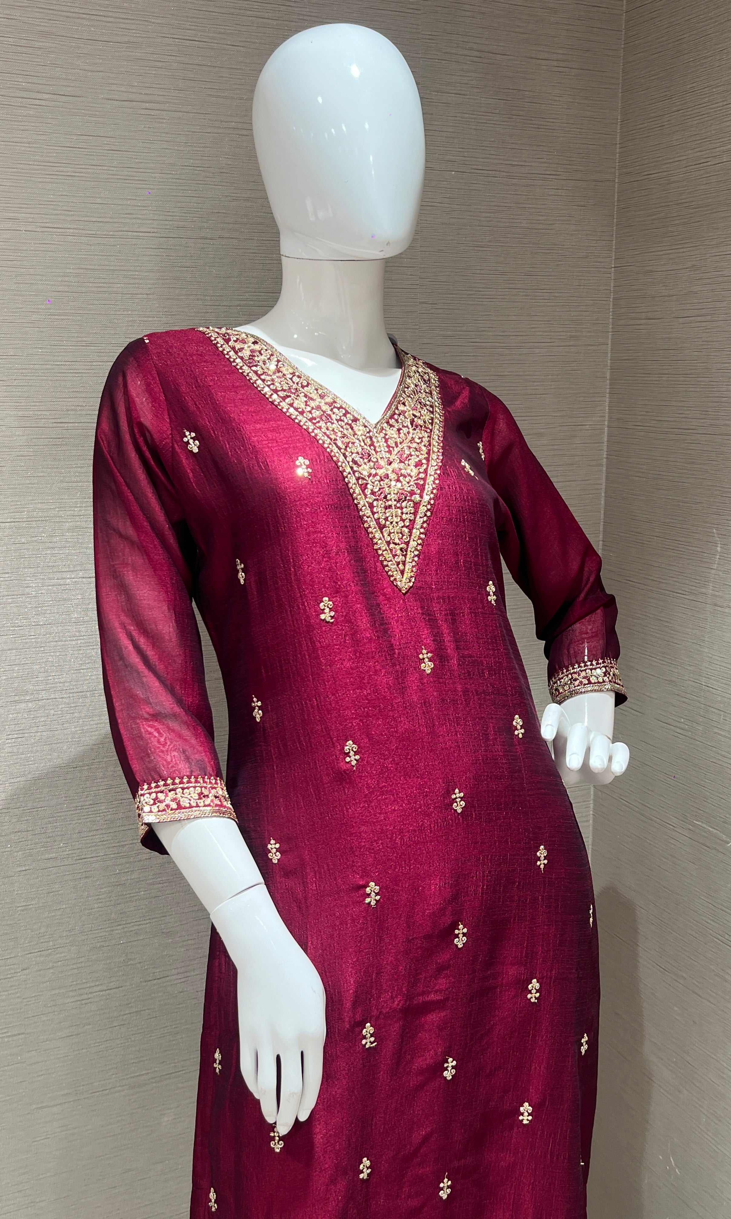 Wine maroon kurta set