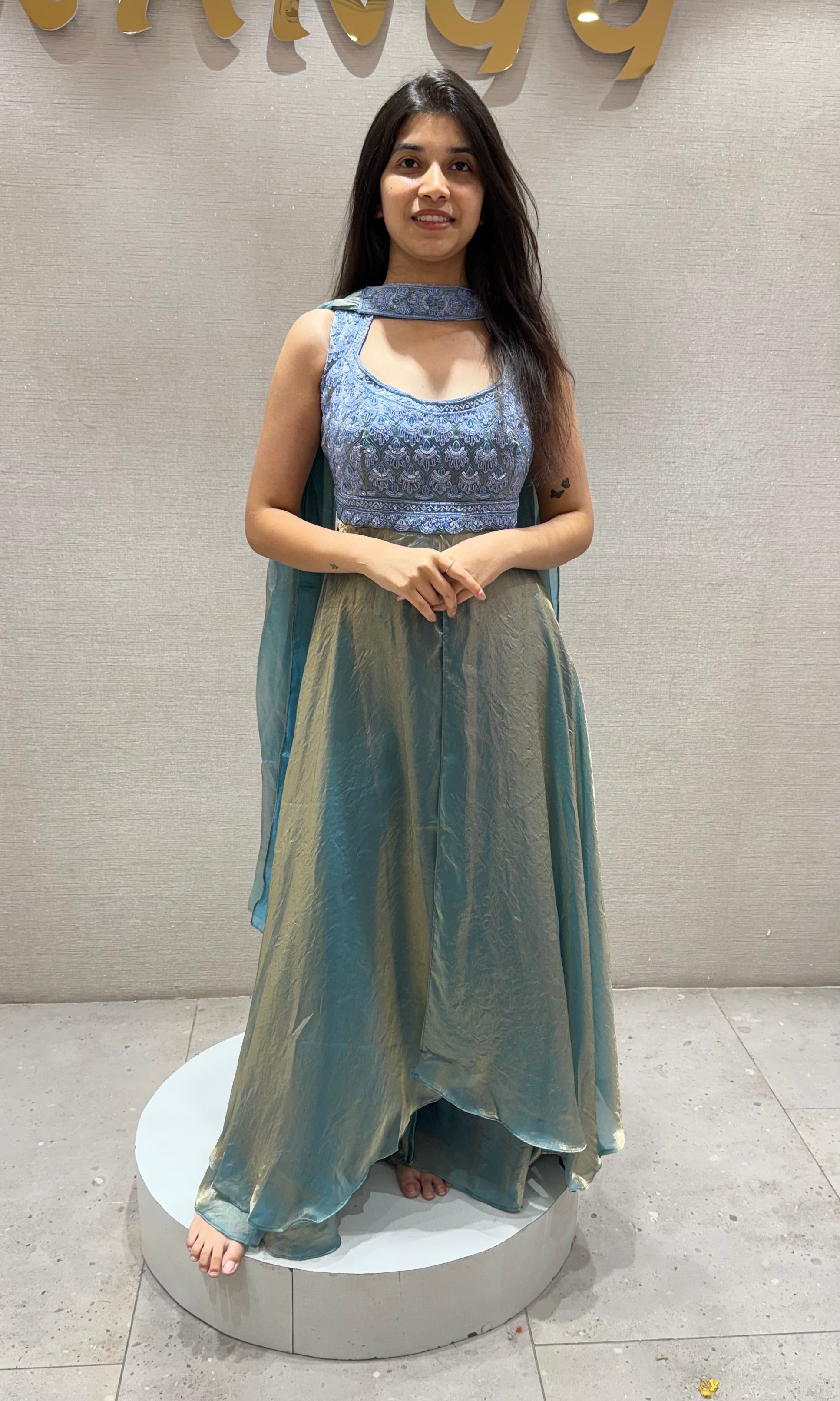 LIGHT Blue Shimmer Tissue Palazzo Set