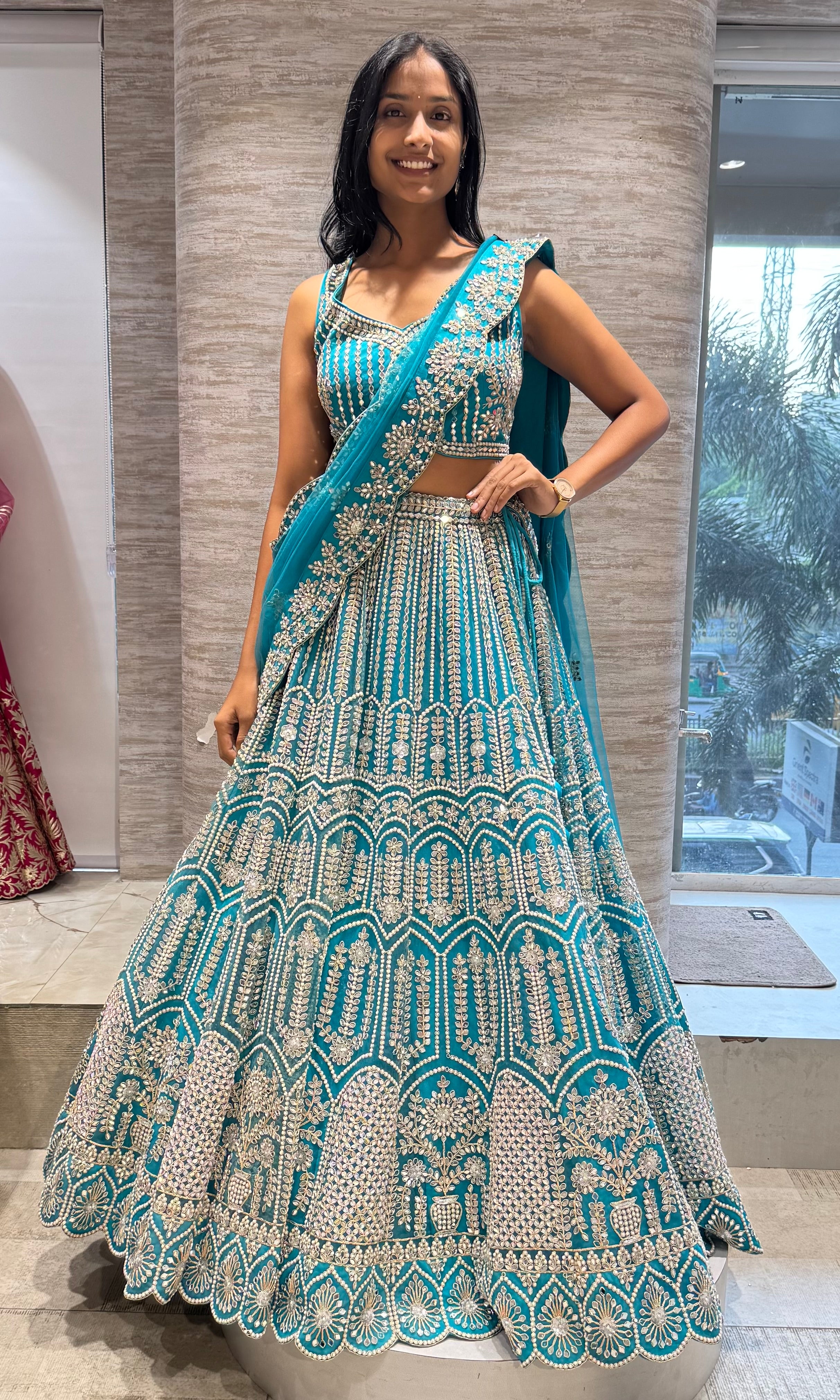 Rama Blue Silver Embroidered Lehenga Set