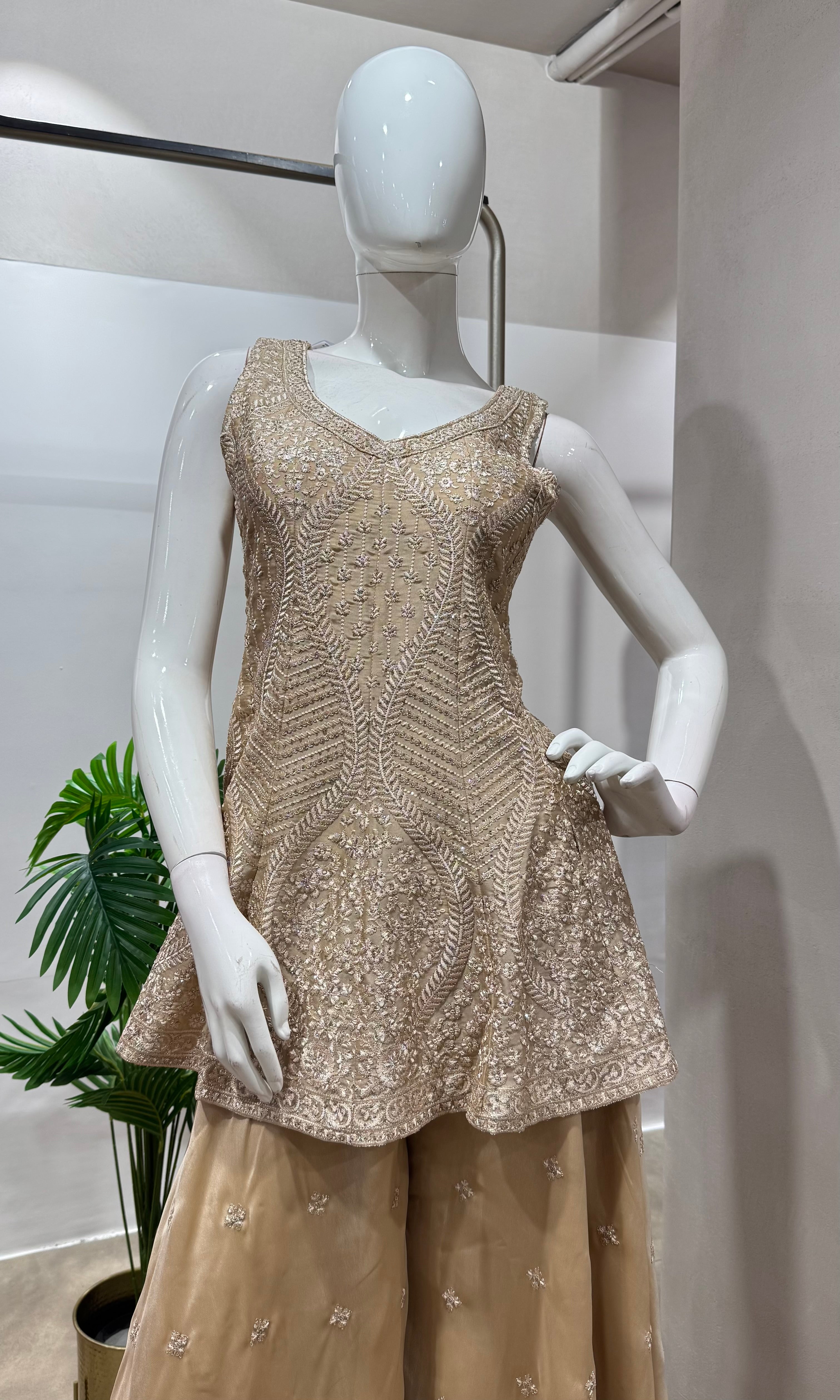 MAUVE gold embroidered palazzo set